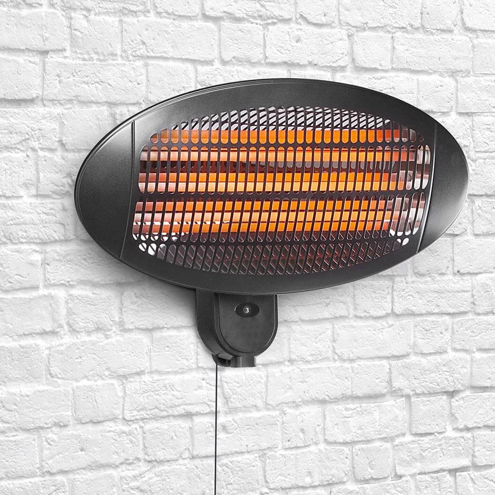Stufa a Parete da Esterno e Interno 2000W con 3 Elementi Riscaldanti Basso Consumo Energetico per Patio Gazebo Bar Ristoranti Lampada Infrarossi Quarzo