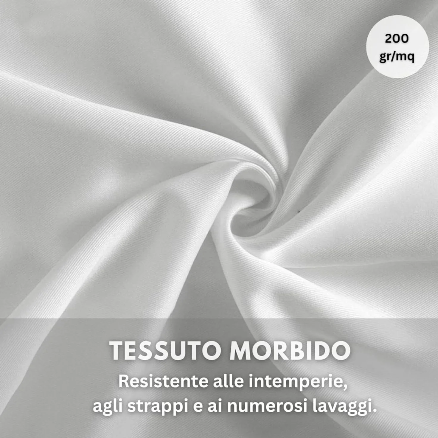 Tenda Gazebo Idrorepellente e Resistente, Tenda da Esterno per Gazebo, Dotata di Passanti con Chiusura a Bottone, 100% Made in Italy, Colore Bianco, Misure 260 Cm Altezza x 200 cm Larghezza