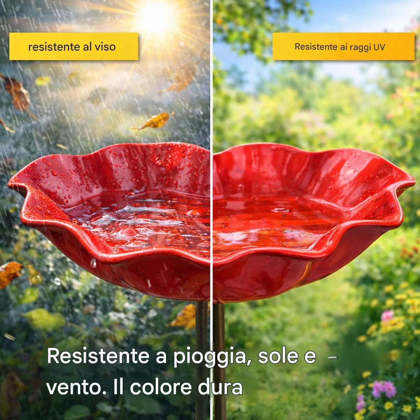 Fiore in metallo fatto a mano abbeveratoio per uccelli e insetti Paletto da giardino (3 sztuki)