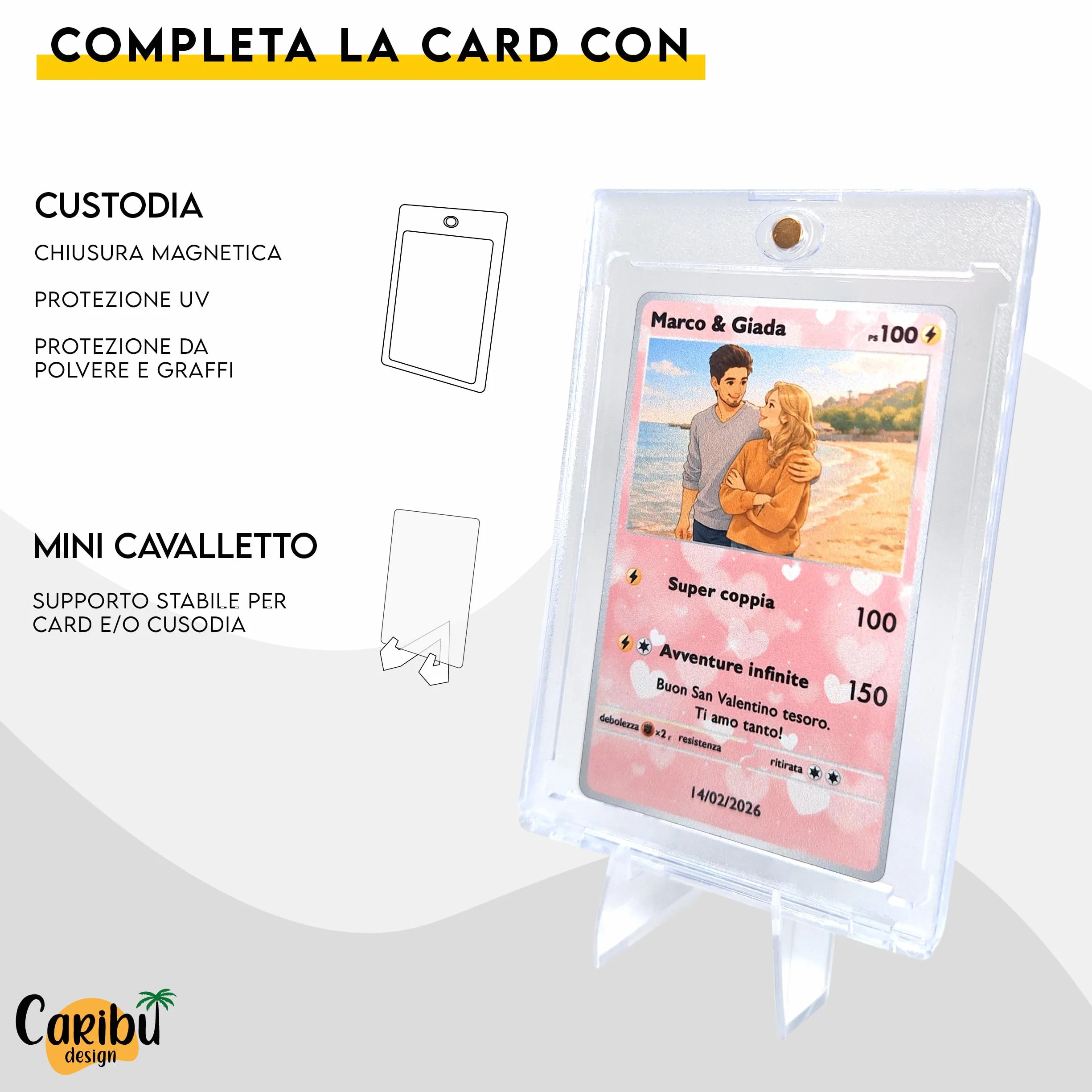 Carta Poke Personalizzata con Foto Testo Frase - Card Fronte Retro Personalizzabile - Idea Regalo Festa del Papà Anniversario Compleanno