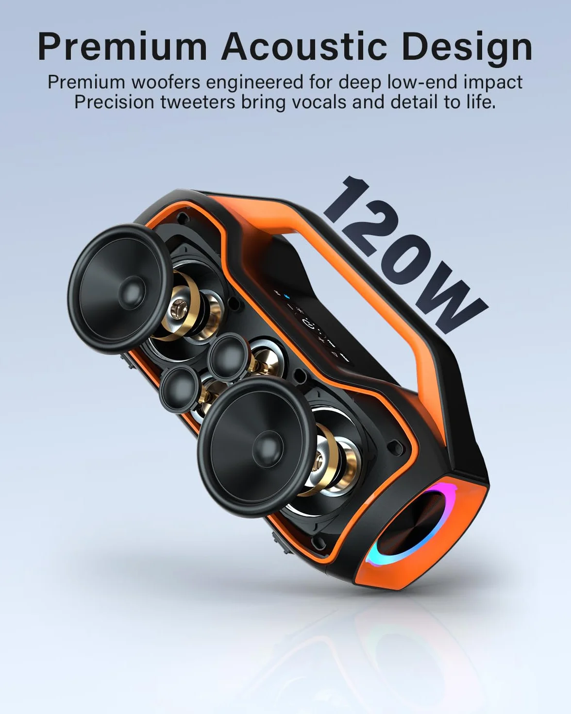 Cassa Bluetooth Portatile 200W MAX Altoparlante Wireless 2 Woofer 2 Tweeter IP65 Impermeabile DSP TWS USB TF AUX