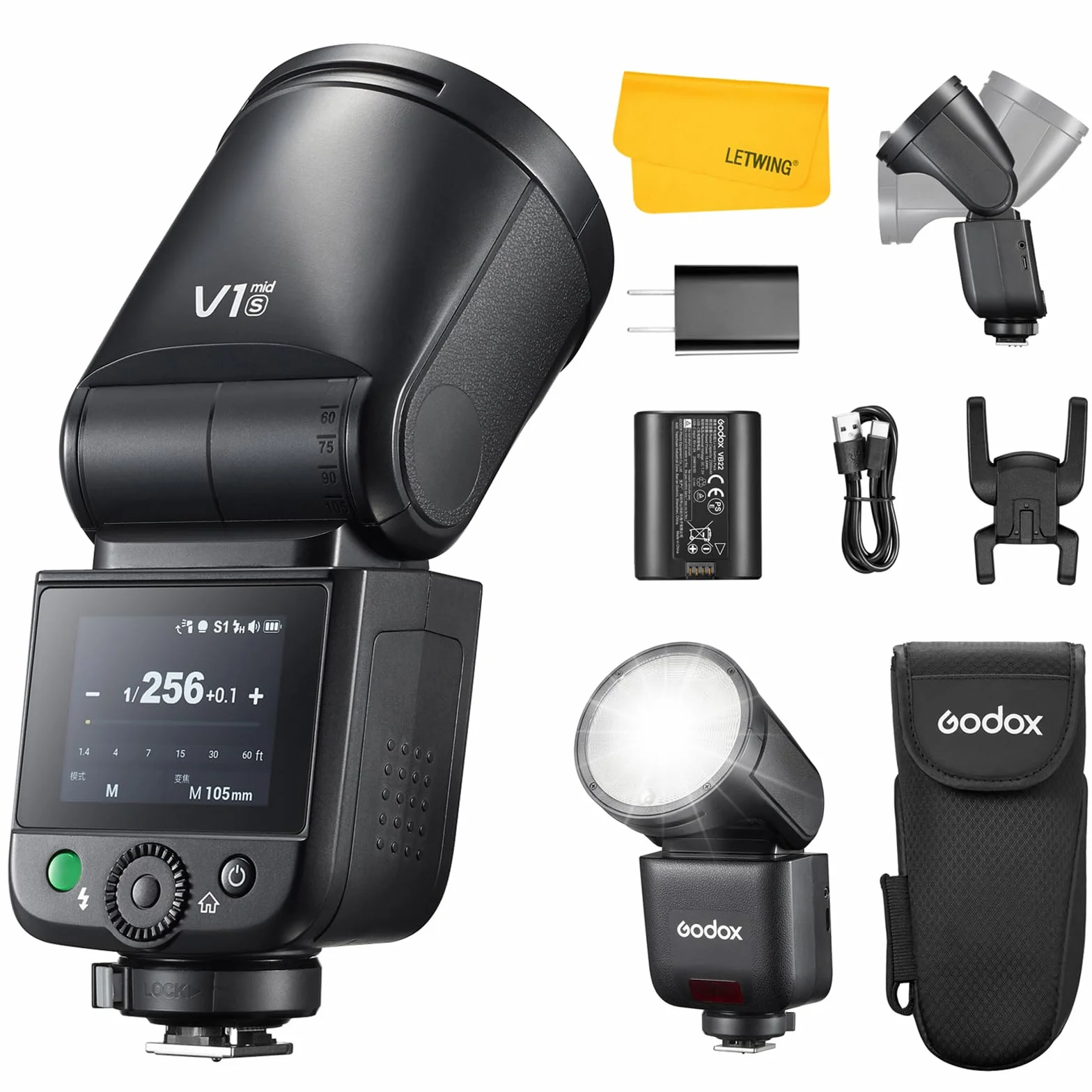 GODOX V1 mid S Flash TTL a Testa Rotonda Wireless 2.4G HSS 1/8000s 2200mAh 650 Flash Supporto Type-C Compatibile Sony