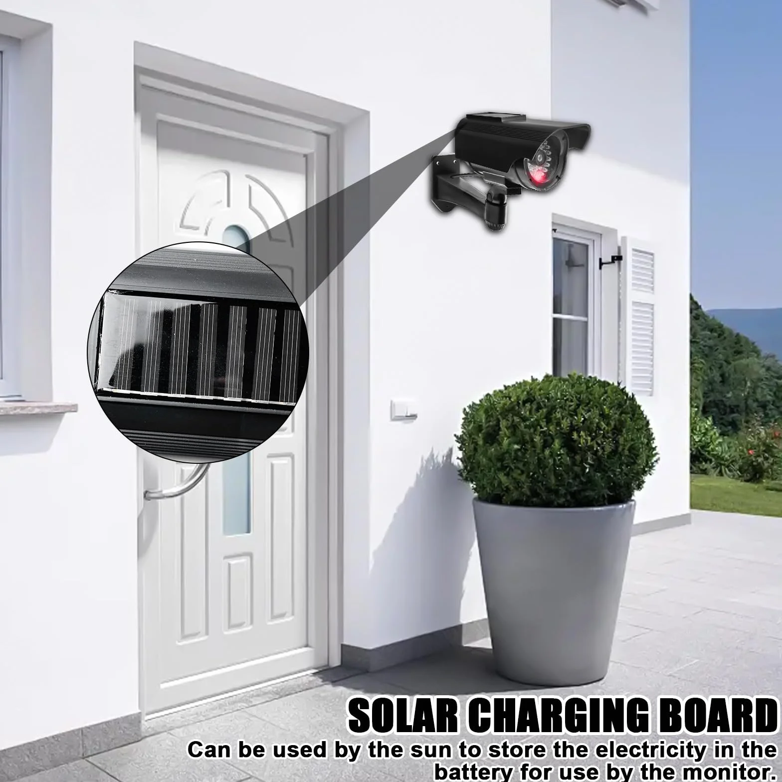 Telecamera di sorveglianza finta solare 4 pezzi con LED lampeggiante per esterno parete soffitto