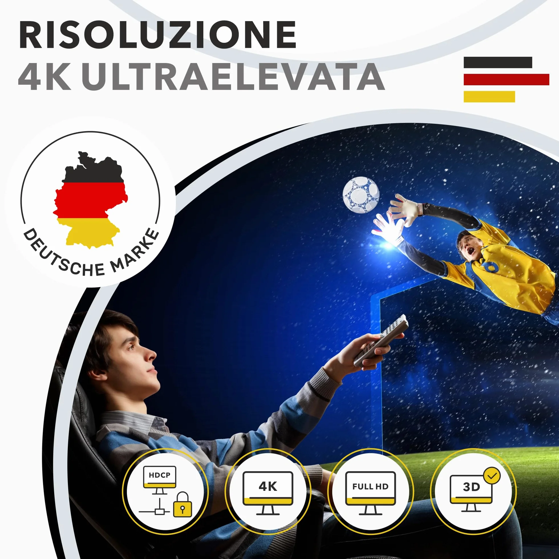 RedStar24 HDMI Splitter 1 In 2 Out 4K@60Hz, Ripartitore HDMI Supporta HDCP 4K 3D UHD 1080P