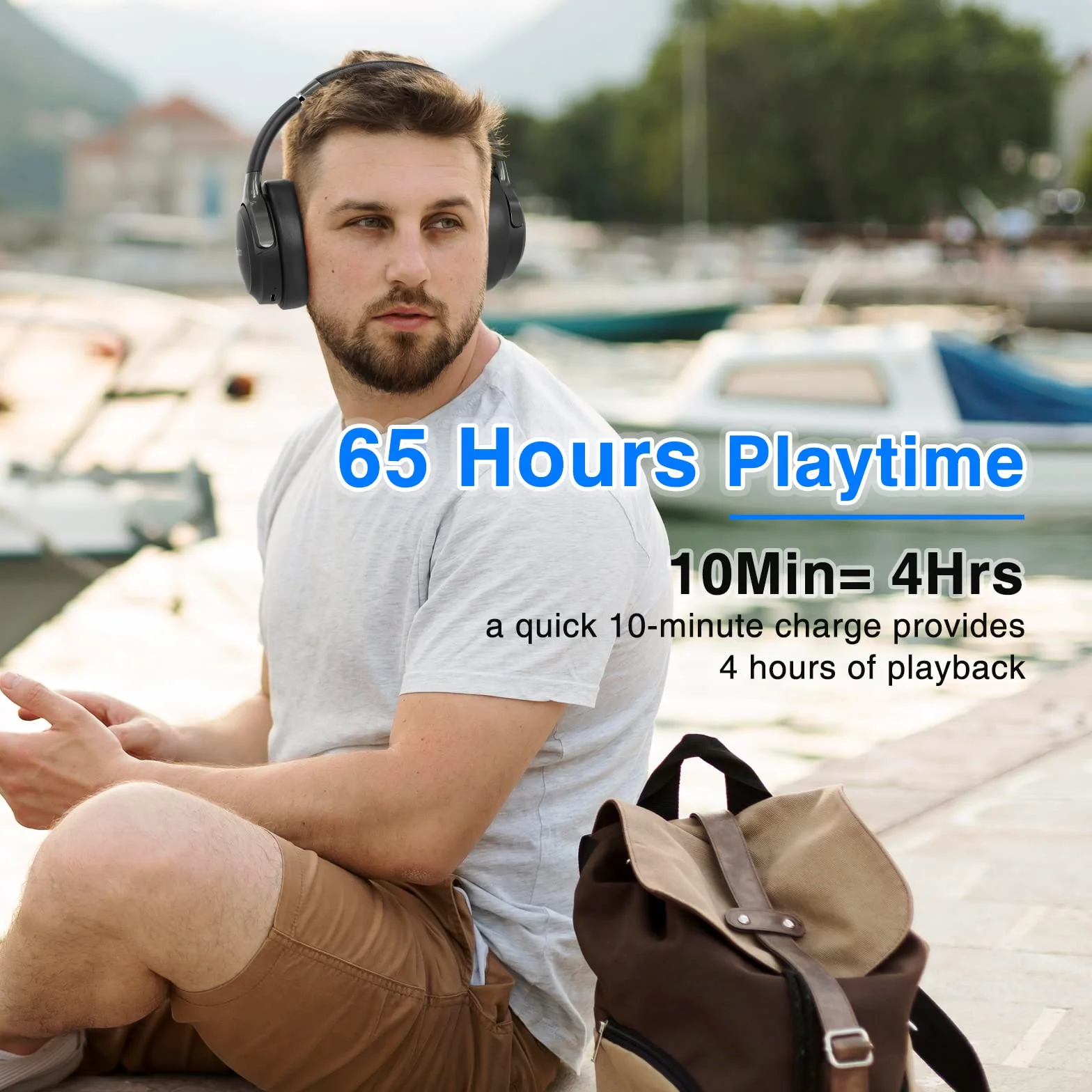 Uliptz Cuffie Wireless Bluetooth, 65 Ore Riproduzione, 6 EQ, Stereo HiFi Over Ear con Microfono, Bluetooth 6.0, Nero