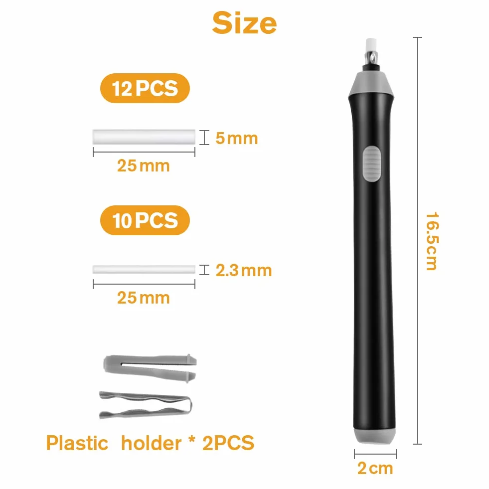 OFFCUP Gomma Elettrica Penna a Batteria Portatile Automatica con 22 Ricariche per Disegno Schizzi Appunti Nero