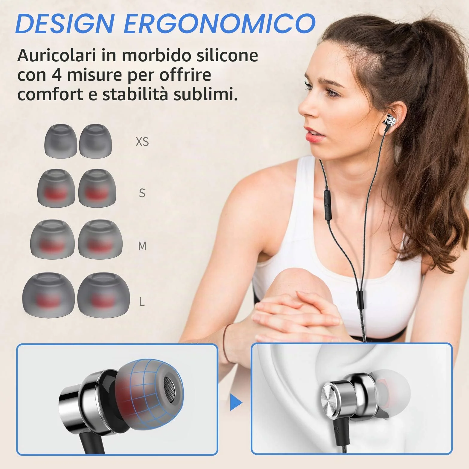 Blukar Auricolari Cuffie in-Ear Stereo con Microfono e Controllo del Volume, Alta Definizione, Bassi Potenti, Isolamento del Rumore, Compatibile con iPhone e Android