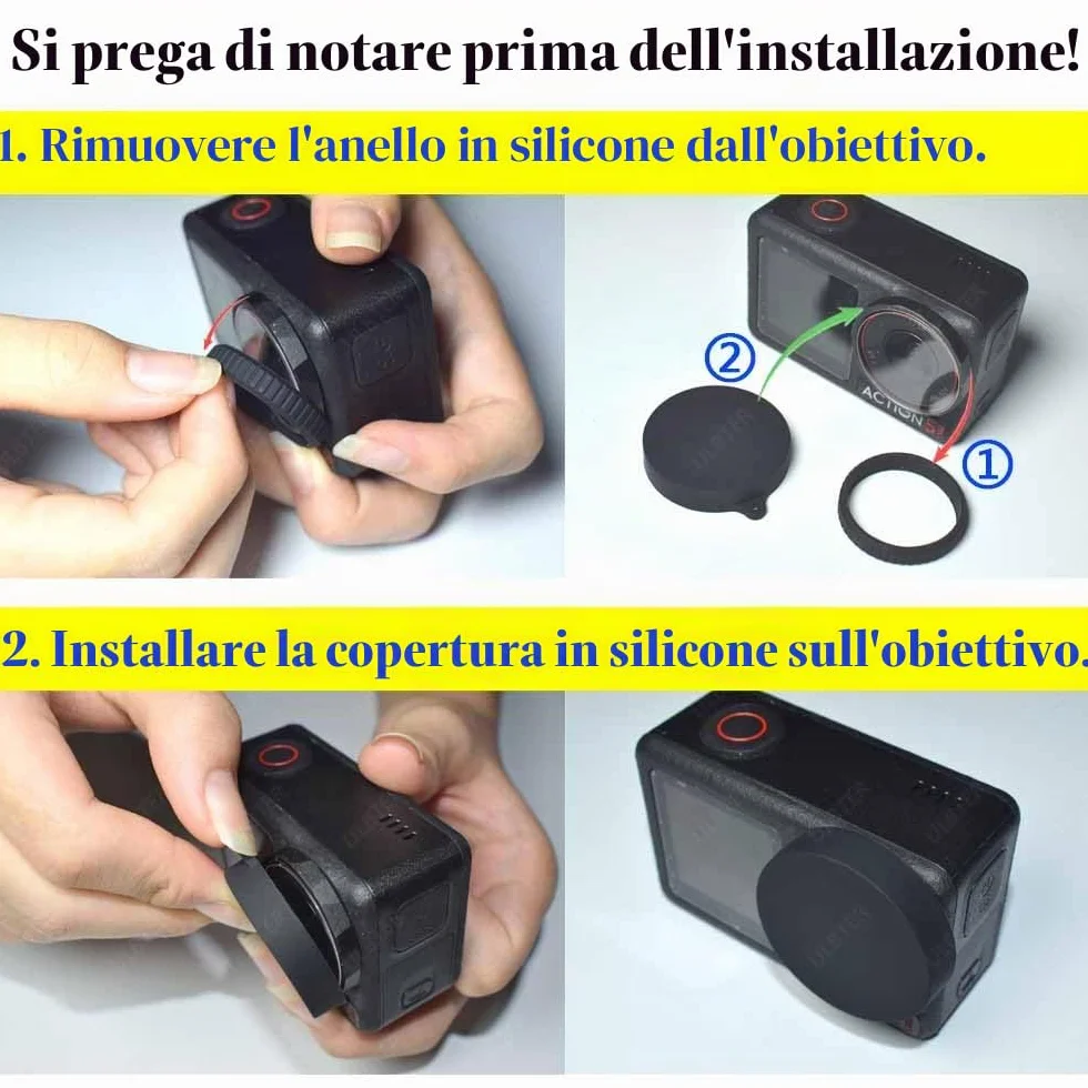 ULBTER Pellicola protettiva per DJI Osmo Action 5 Pro, vetro temperato 0,3 mm, durezza 9H, 2+6 pezzi