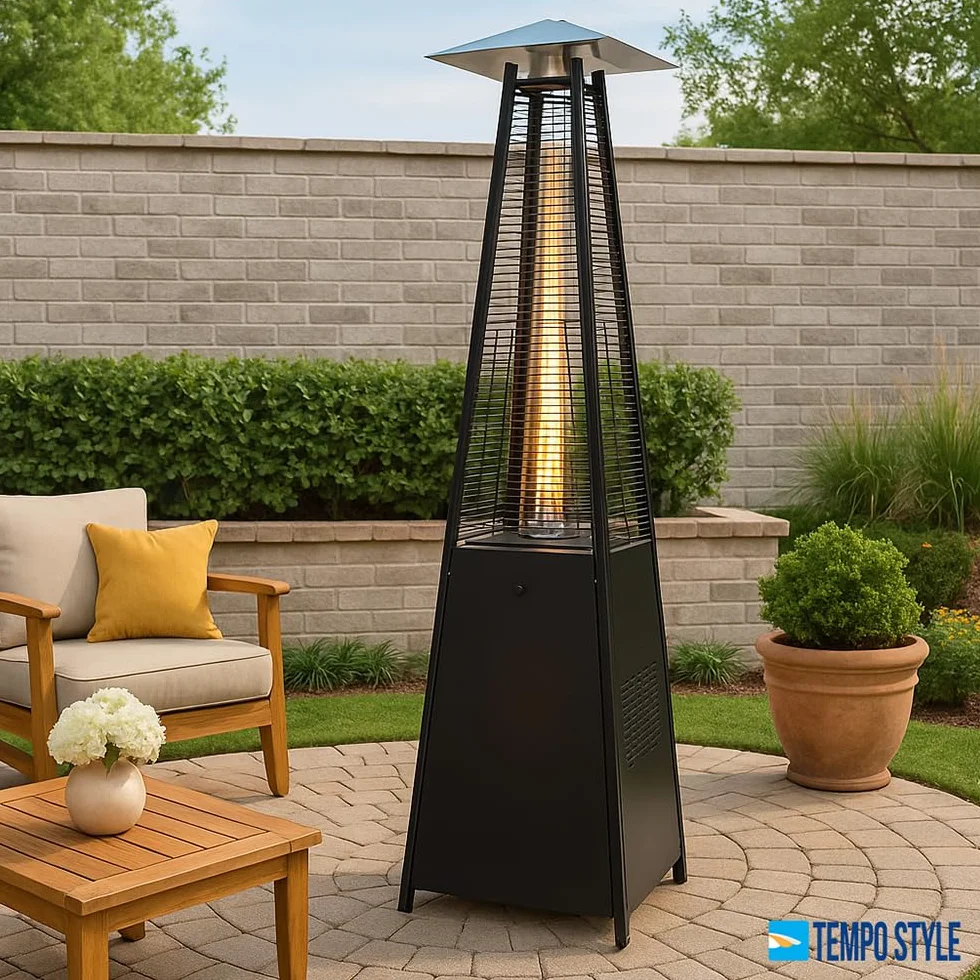 Stufa a Gas da Esterno Pyramid 13kW Riscaldatore a Fiamma Viva per Giardino Bar e Ristoranti