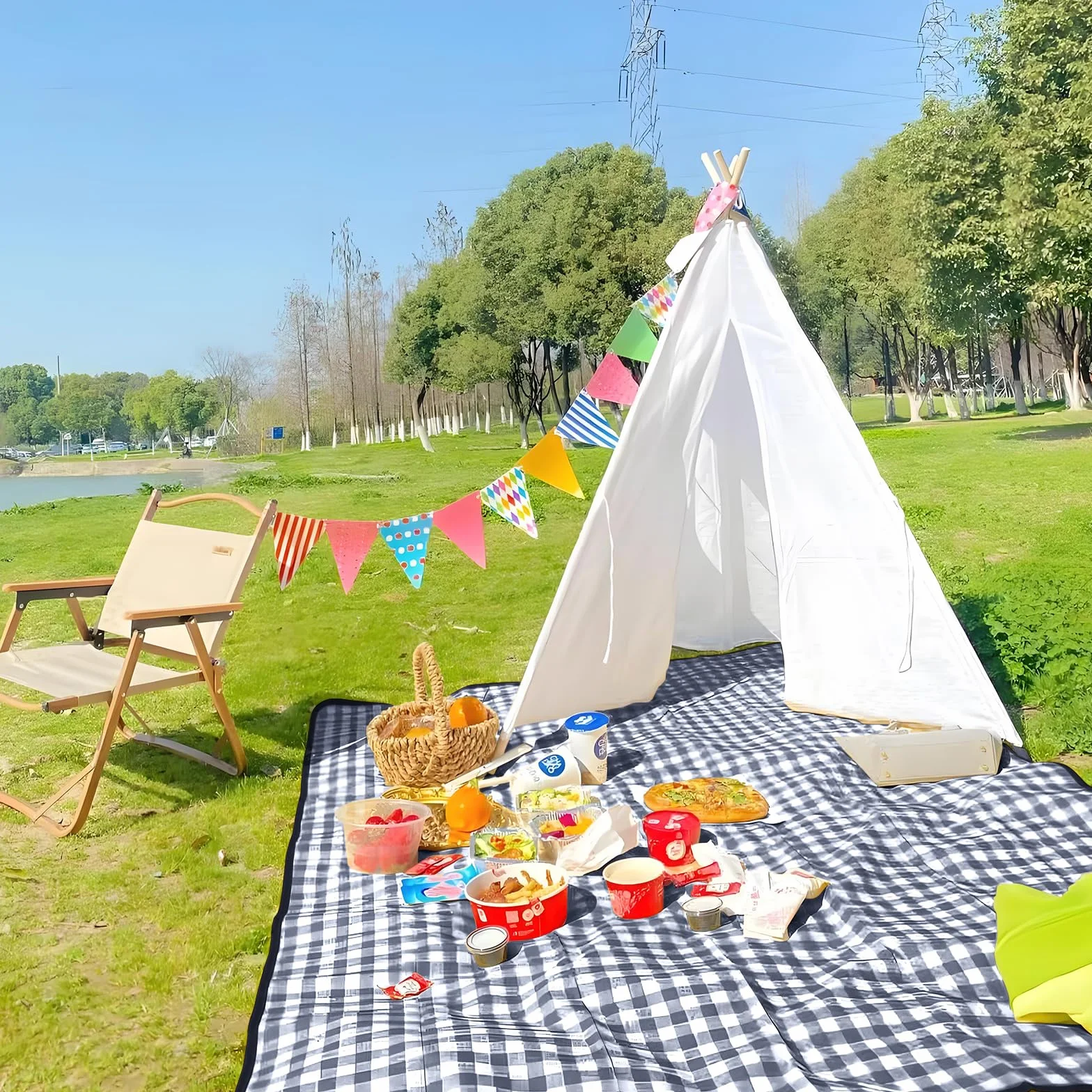YAOMAISI Coperta da picnic grande 200x300 cm impermeabile lavabile in lavatrice con manico