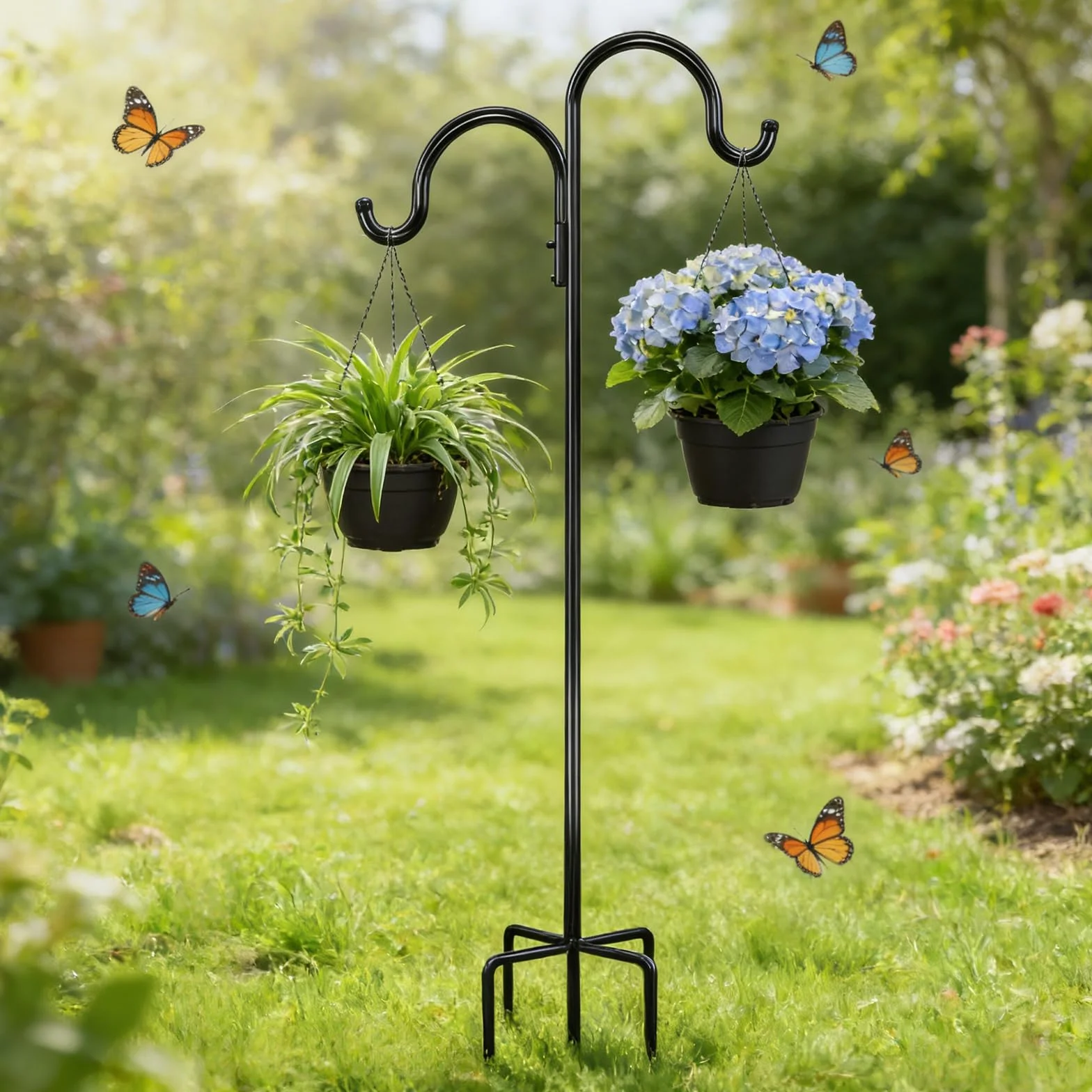 Ami da pastore da giardino 193 cm doppio gancio con 5 ganci per piante