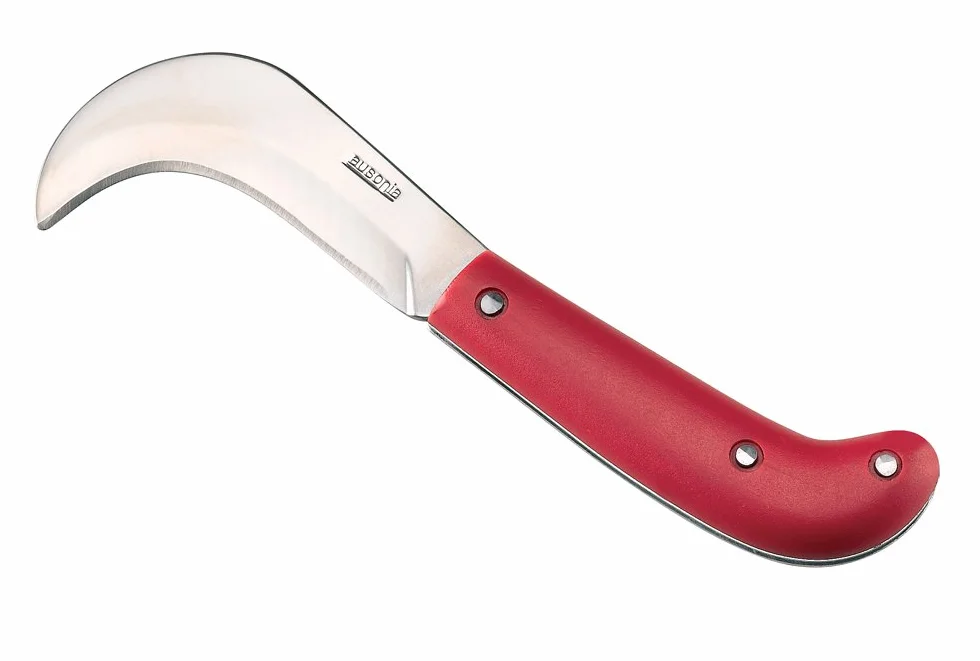 AUSONIA Roncola Pieghevole da Giardino Cm 16 per orto Com Manico plastica Rosso