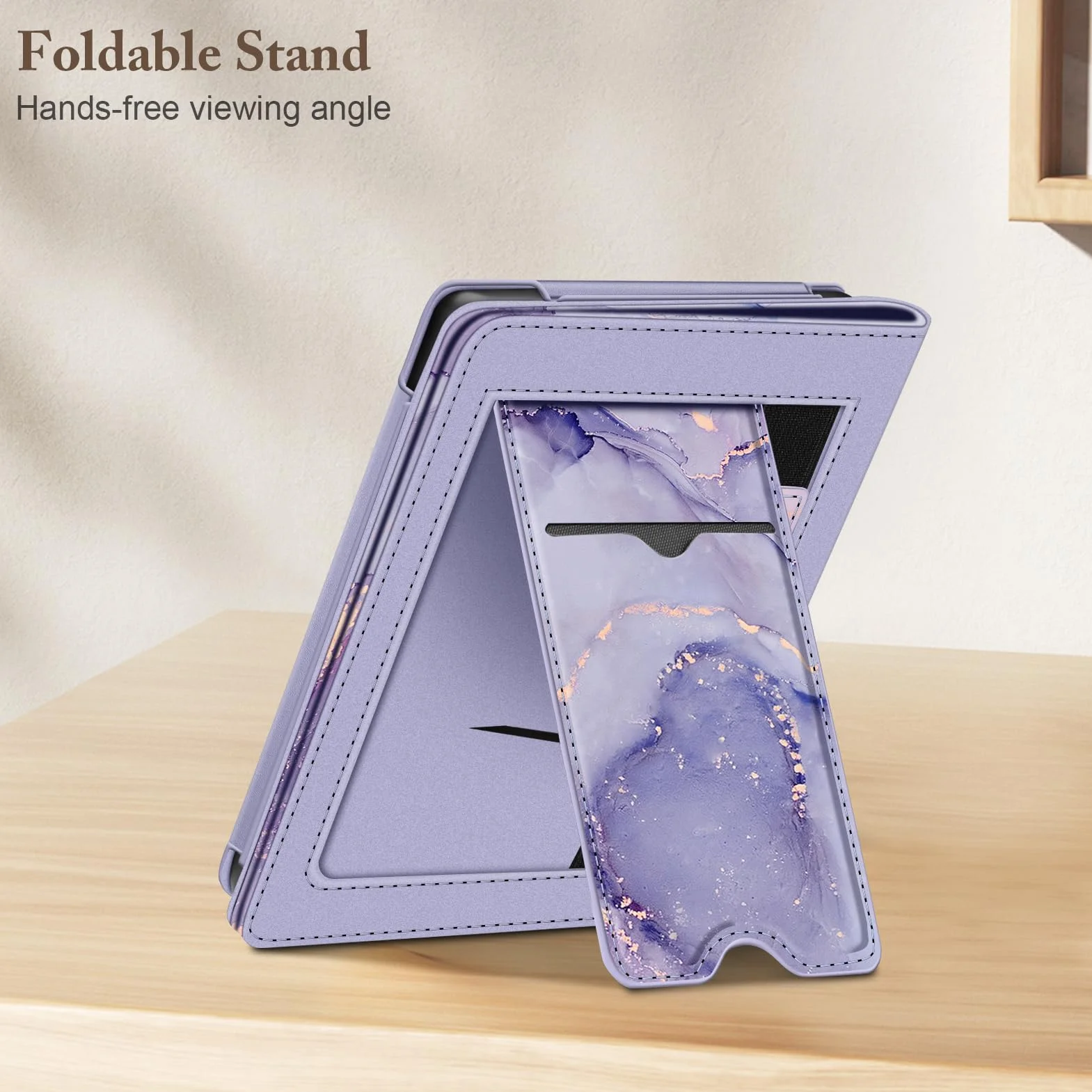 FINTIE Custodia Kobo Clara Colour 2024 Clara BW 2024 2E 2022 eReader Stand Cover Protettiva Case Card Slot Hand Strap Auto Sveglia Sonno Lilla Marble