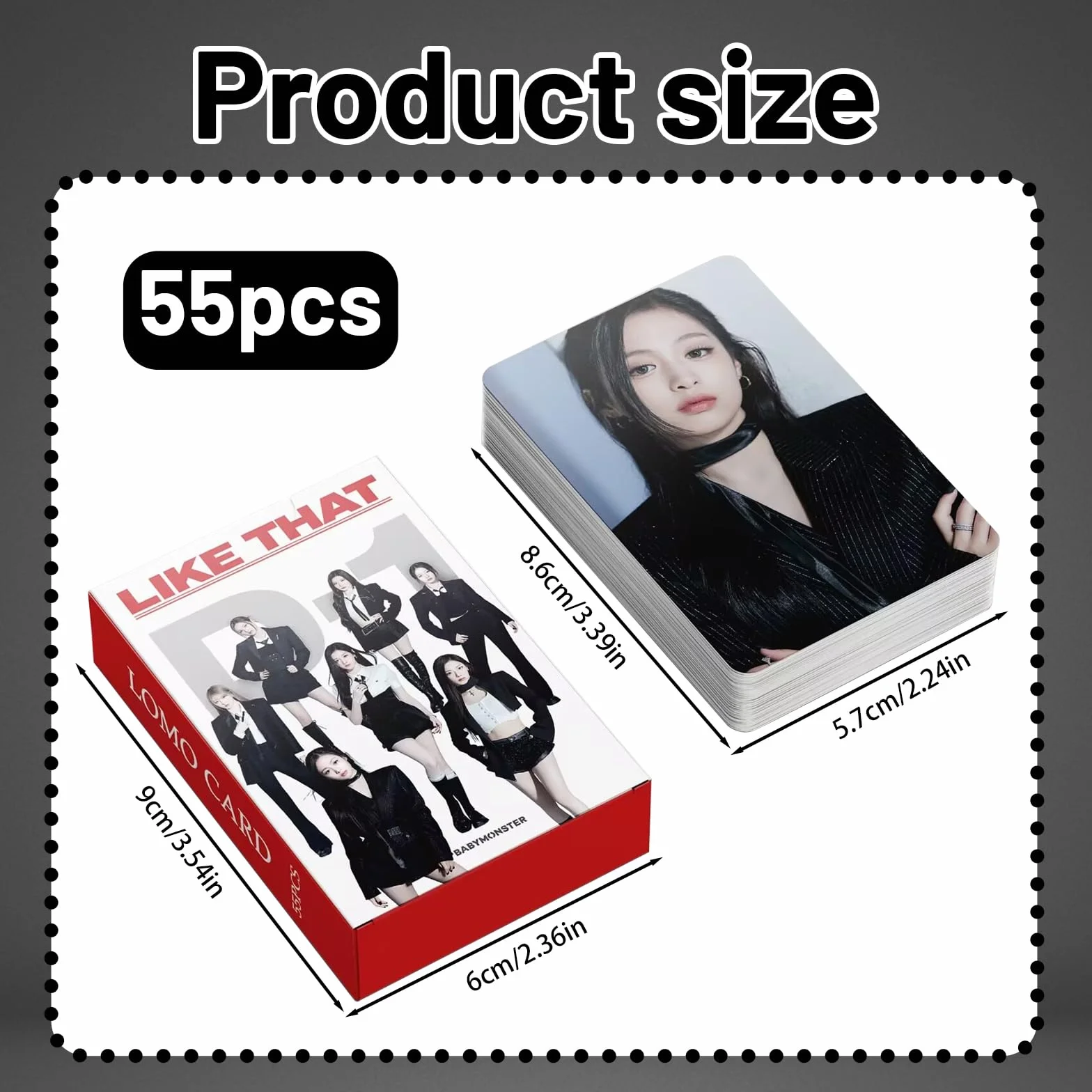 Baby-Monster Kpop Album "like that" fotografico 55 PCS con mostro del bambino motivo