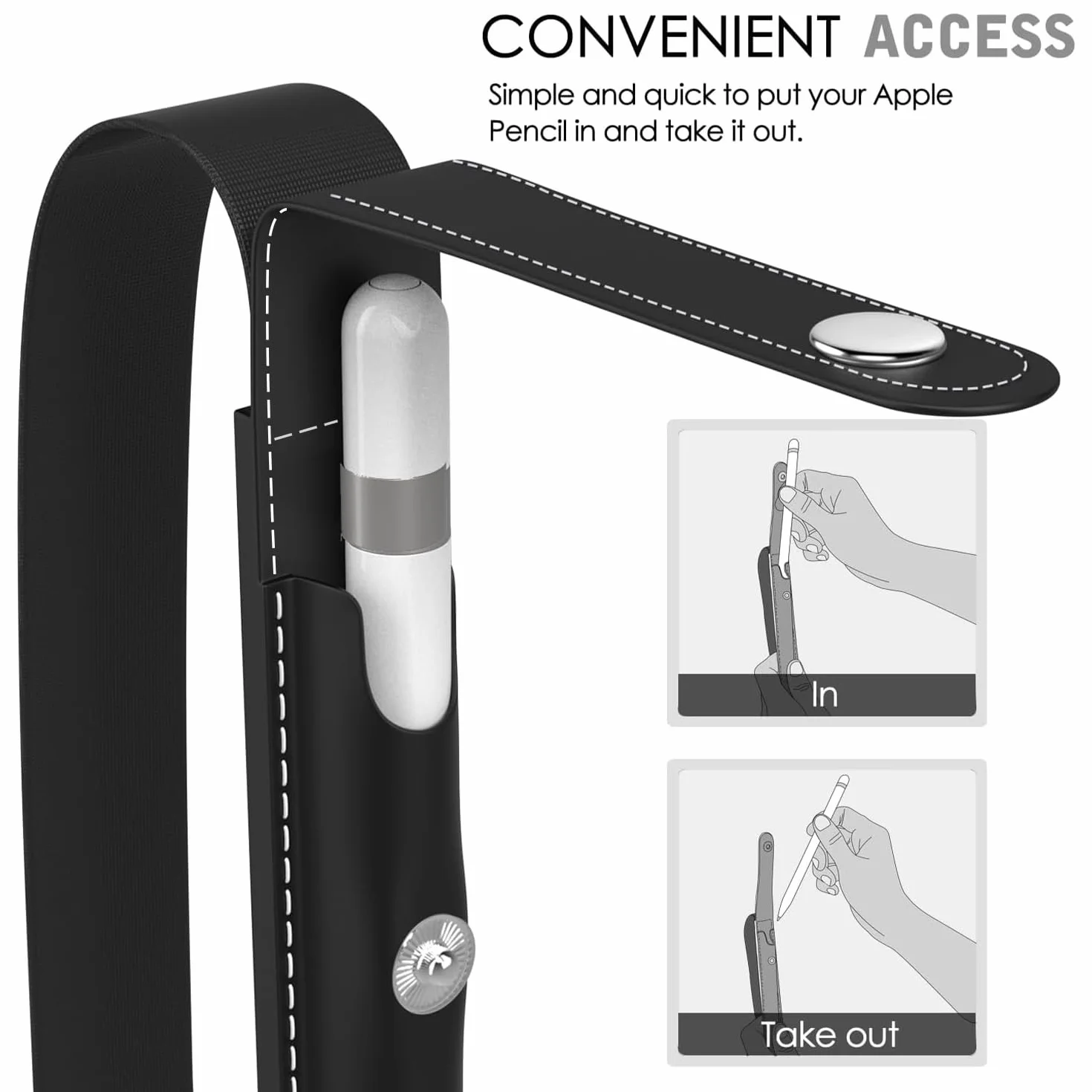 MoKo Portapenne per Apple Pencil PRO, 1a/2a Gen, USB-C, Pelle PU, iPad Pencil Custodia, Nero