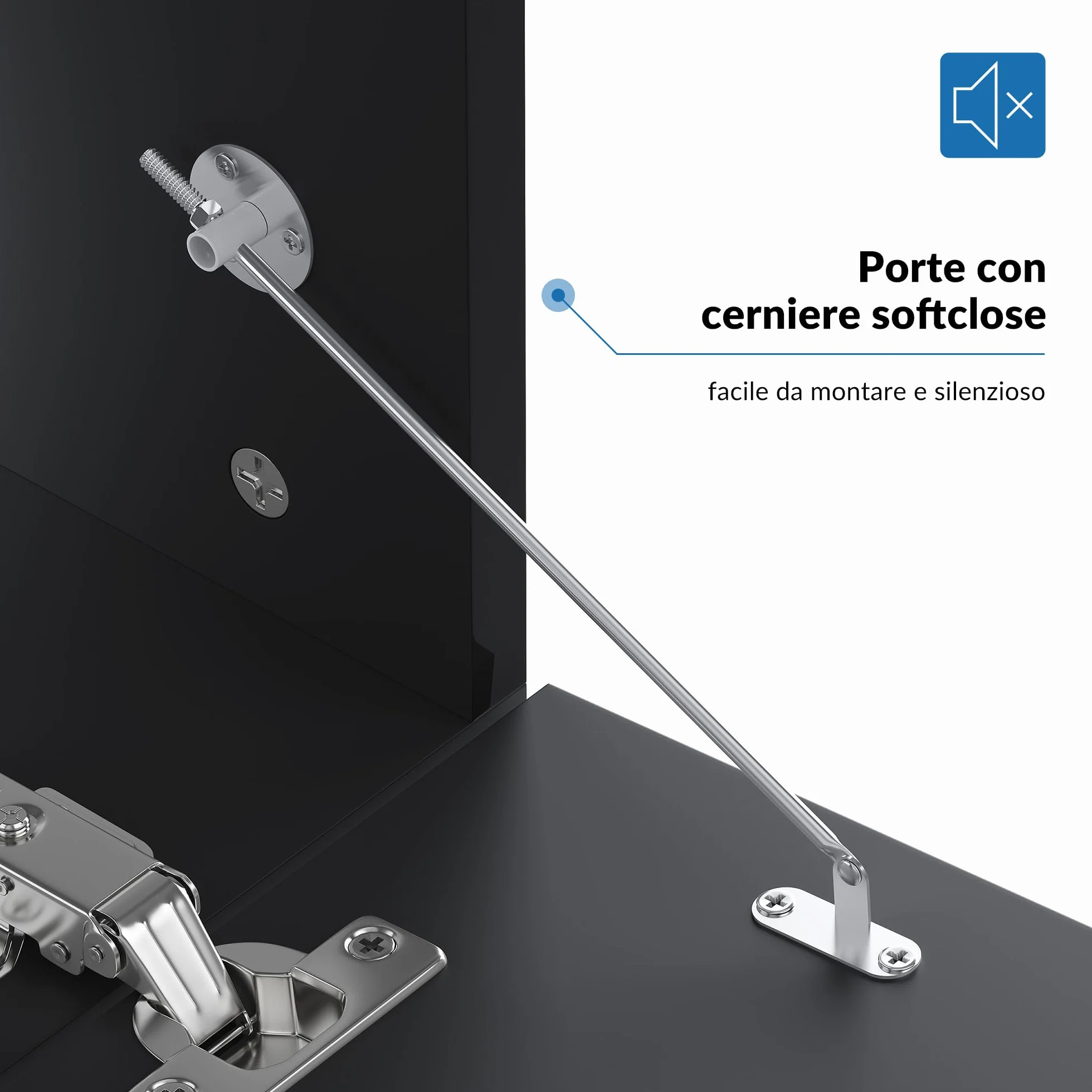 SONNI Mobile TV Sospeso 140x35x30cm Nero