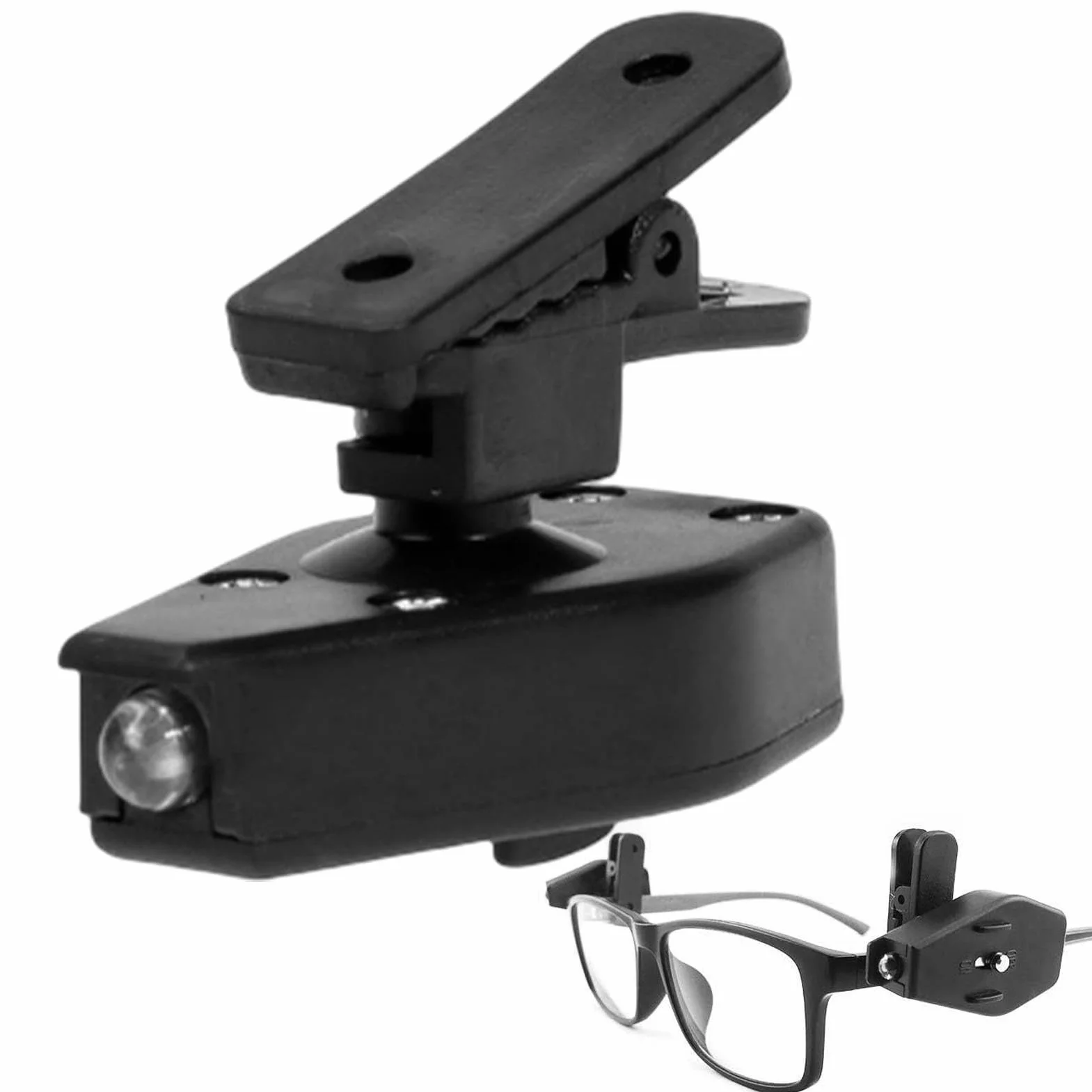 Lampada a clip per occhiali LED regolabile luce da lettura torcia elettrica campeggio corsa