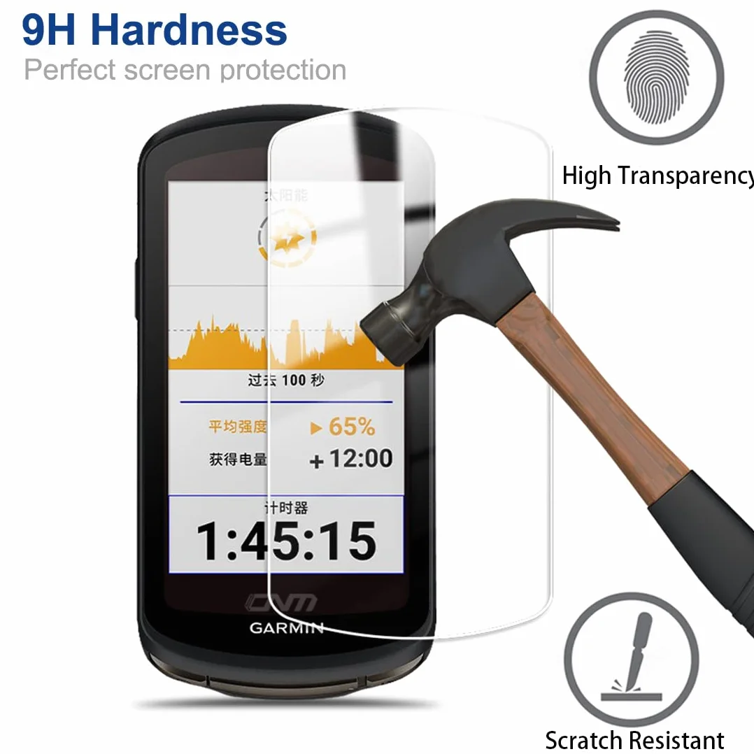 Custodia Garmin Edge 1040 Pellicola Vetro Temperato Proteggi Schermo Accessorio Bici GPS (Black)