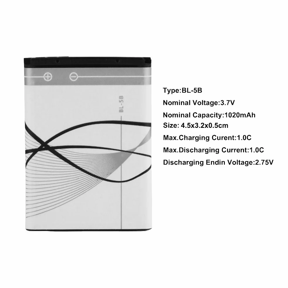 XHDATA BL-5B batteria 3.7V 1020mAh 2pcs