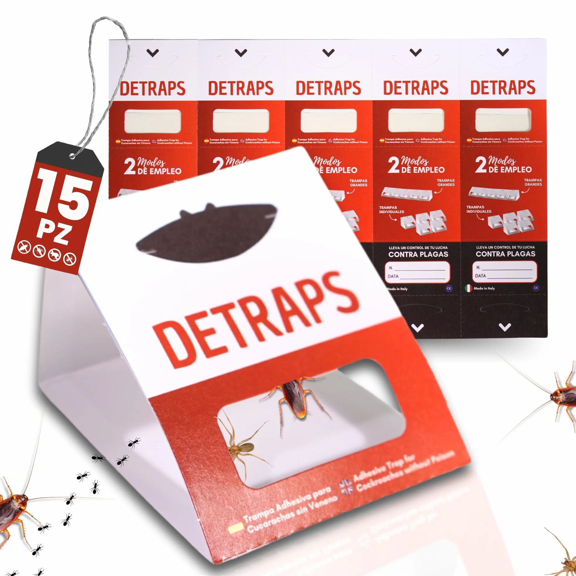 15 PCS - Trappole scarafaggi, trappole per blatte da interno - Prodotto in Italia - Trappole Per Blatte e Scarafaggi, trappole Insetti e Ragni in casa, Soluzione Efficace e Sicura (15 unità)