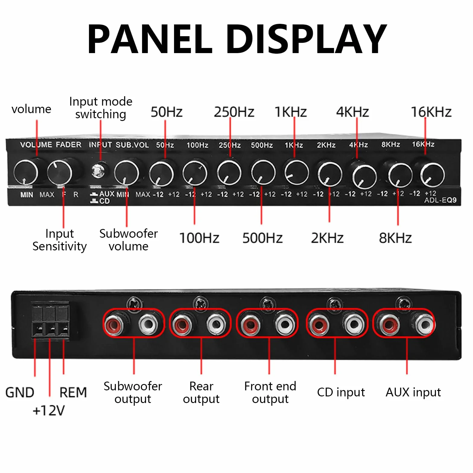 Aisny ADL-EQ9 Equalizzatore Audio HiFi 9 Bande Preamplificatore Stereo Professionale