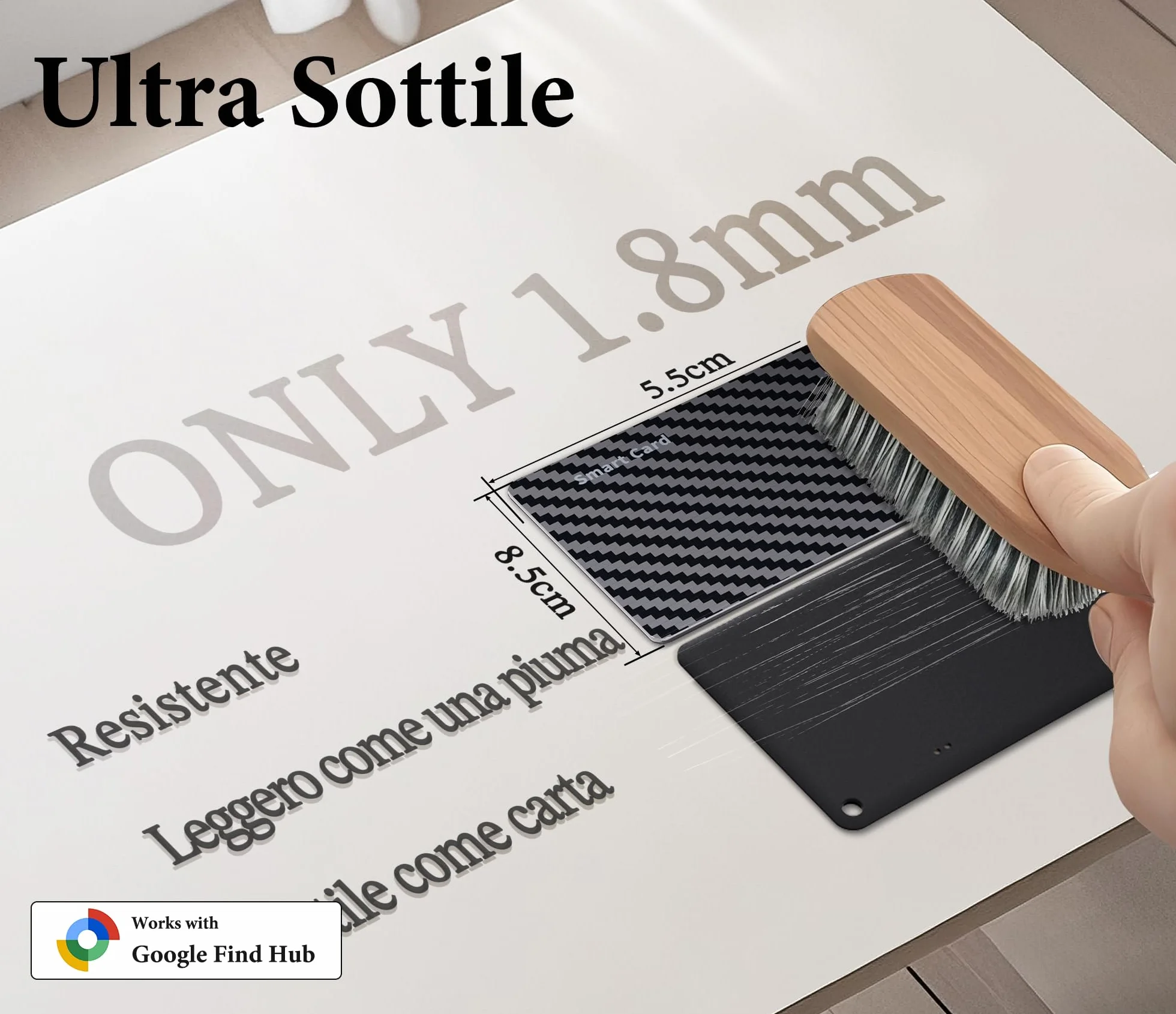 Carta Tracker Ricaricabile Compatibile con Google Find Hub, Wallet Tracker Card per Android, IP68, Ultra Sottile