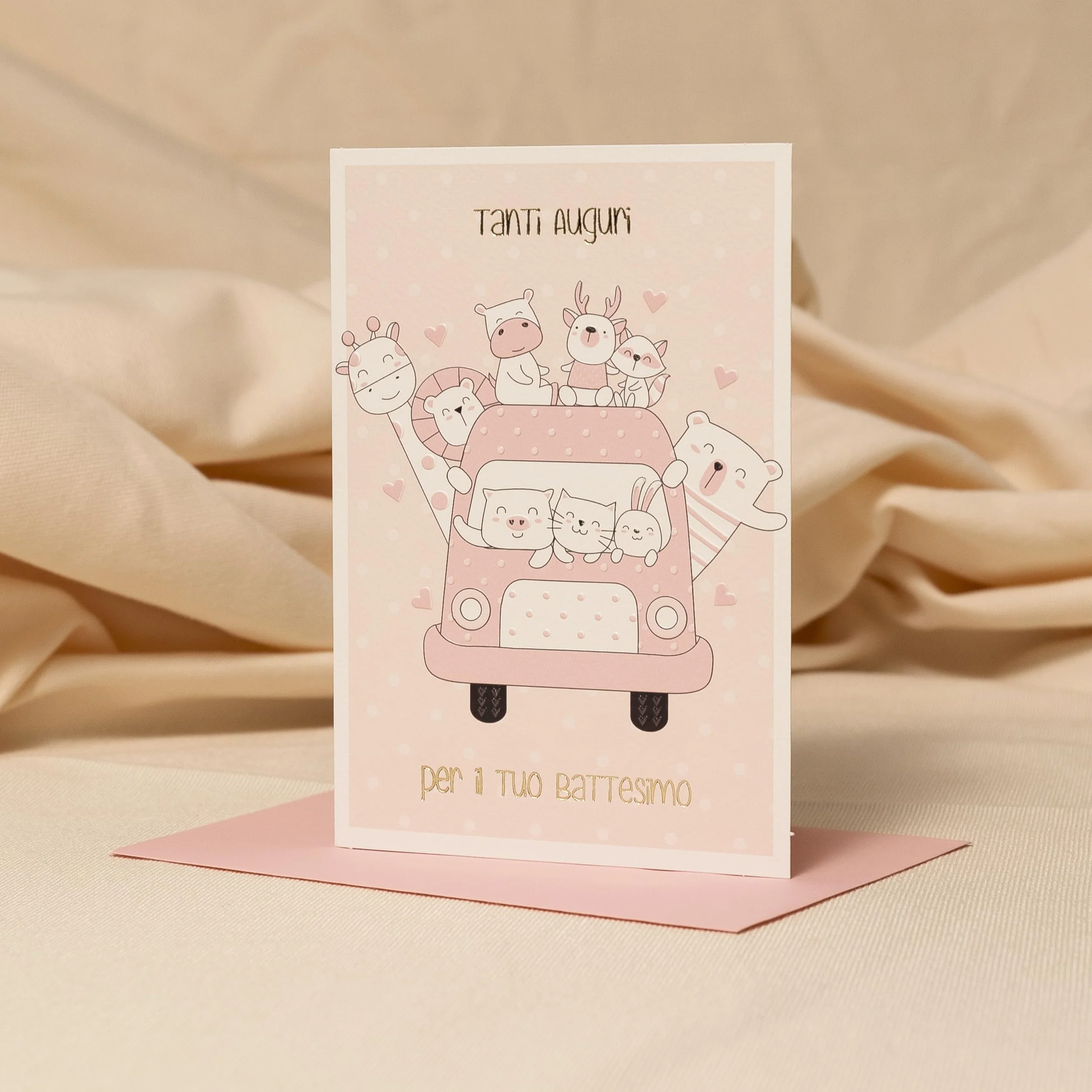 ARKRAFT Biglietto auguri battesimo bambina 17 x 12 cm oro portasoldi interno
