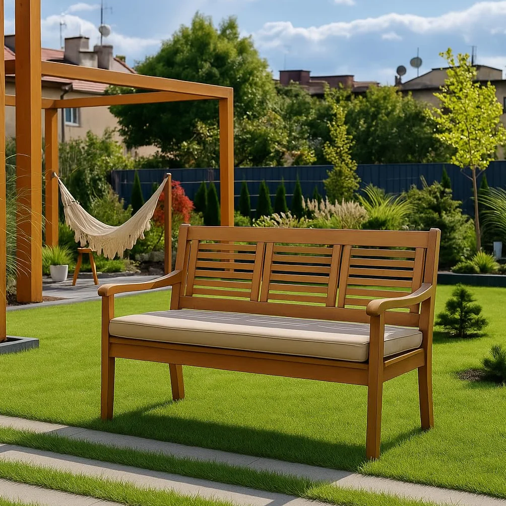 Fodera per cuscino da panca da giardino resistente alle intemperie Beige 150x50x7cm