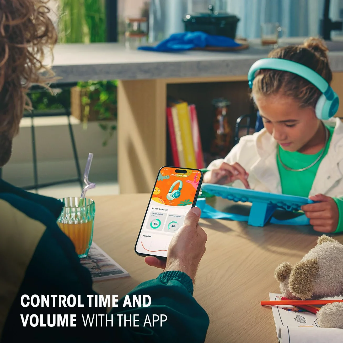 JBL Junior 320 BT Cuffie On-Ear Bluetooth Wireless per Bambini, 50 Ore, Microfono Integrato, Safe Sound, Verde