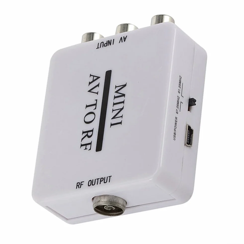 Convertitore modulatore AV a RF video composito uscita coassiale 67,25 MHz 61,25 MHz per televisori VCR DVD