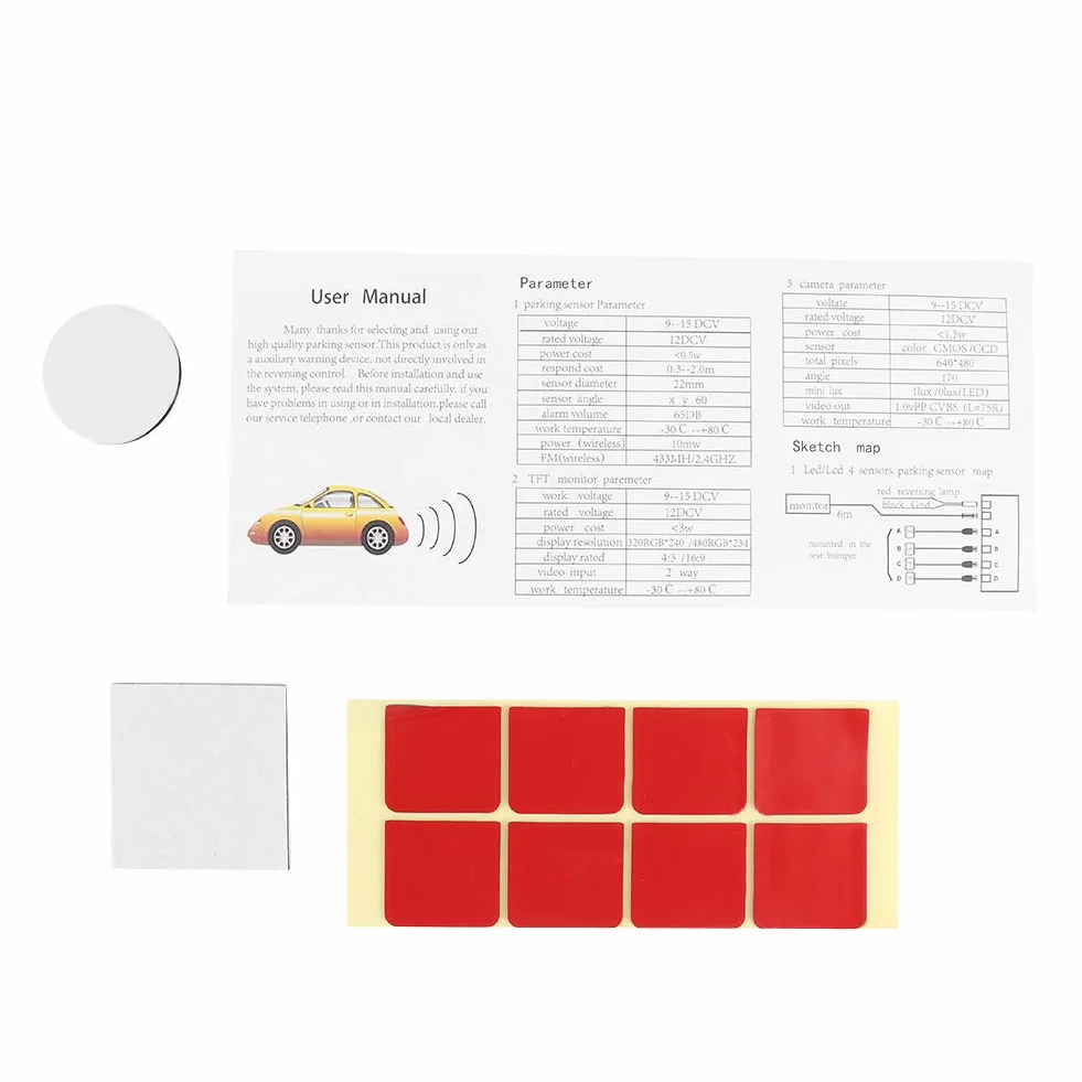 Qiilu Sensori Parcheggio Auto 65dB Kit 4 Sensori Retromarcia con Allarme Assistenza Parcheggio