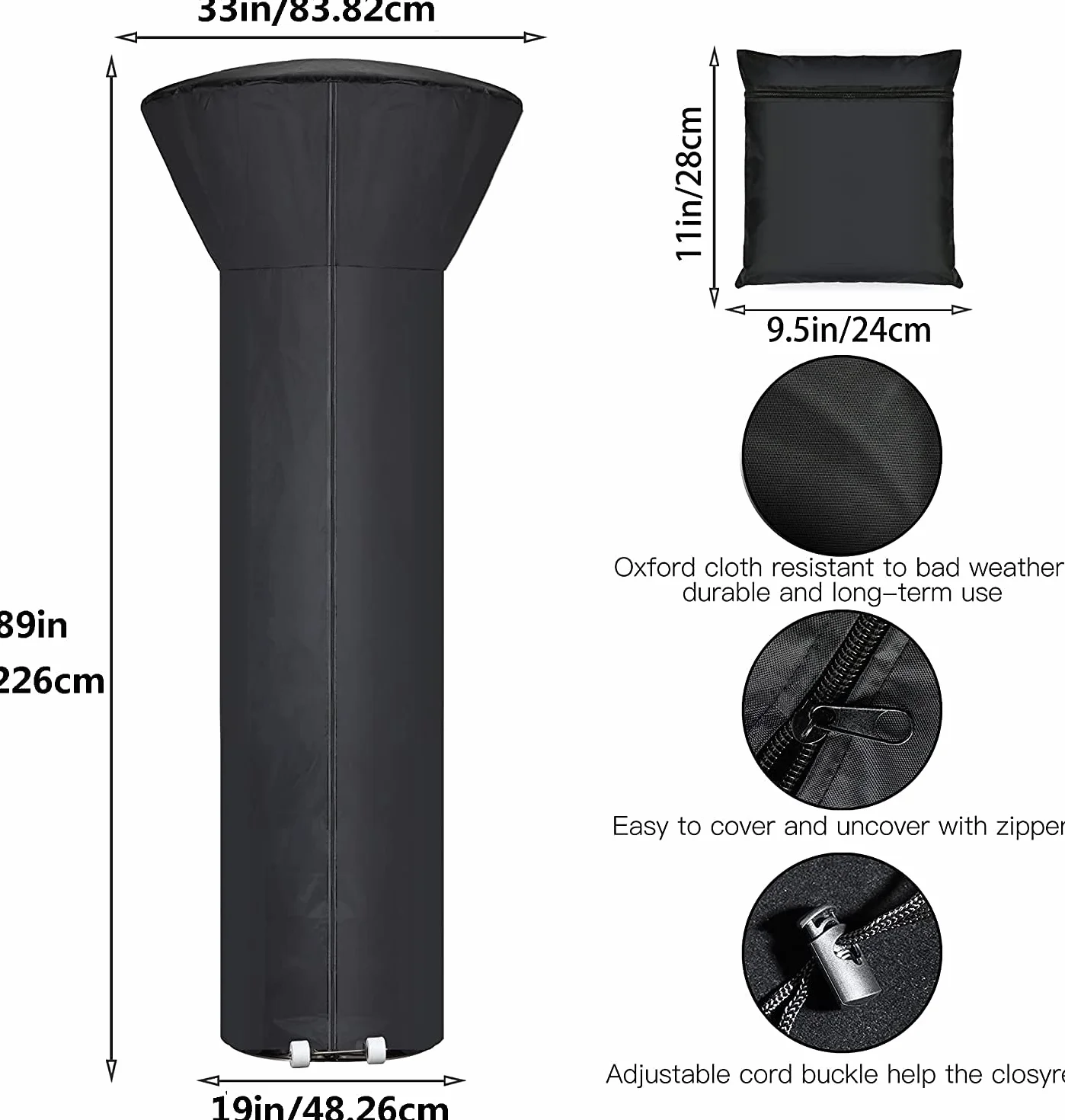 Copertura impermeabile per riscaldatore da patio con cerniera, antipolvere, resistente al vento, UV e neve