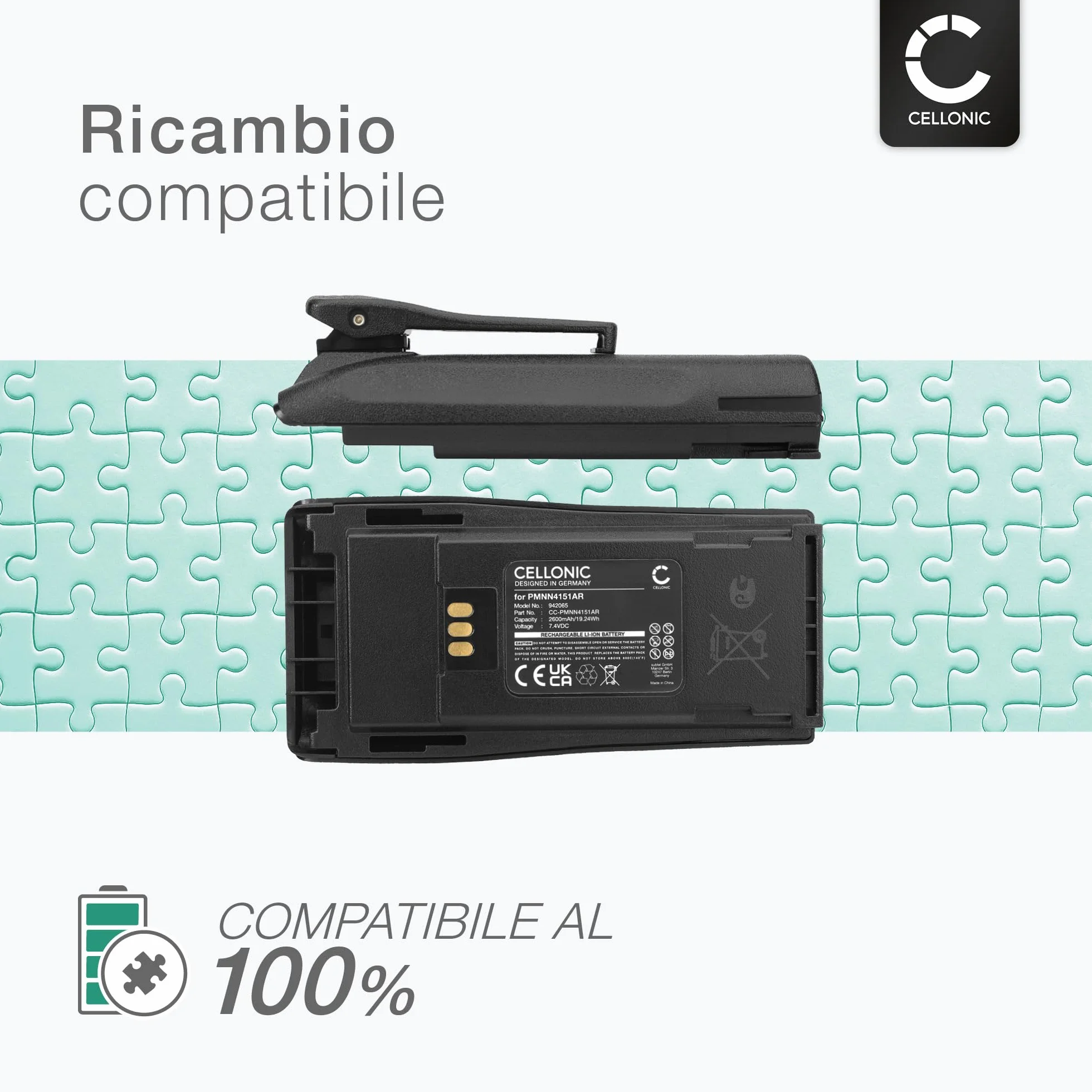 CELLONIC Batteria Compatibile Motorola DP1400 CP040 CP200D PMNN4253AR 2600mAh 7.4V