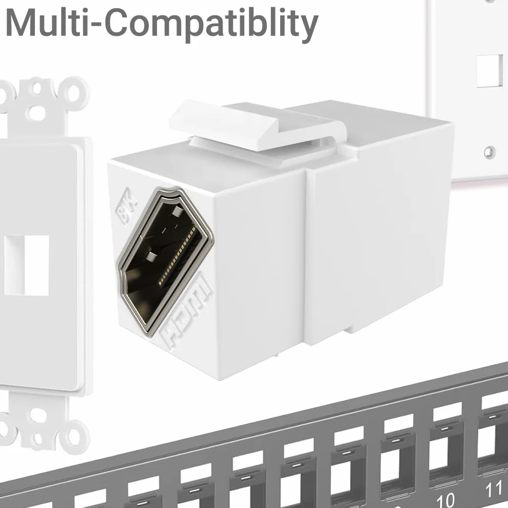 Accoppiatore Keystone HDMI 2.1a 8K 48 Gbps bianco passante confezione da 6