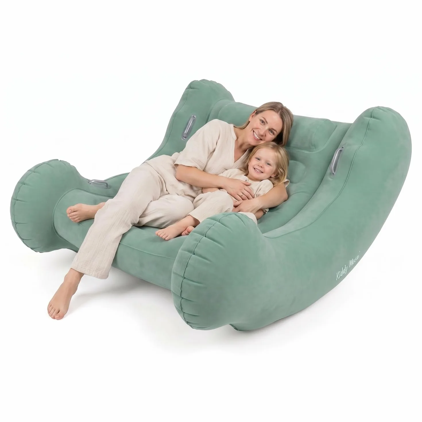KiddyMoon Sedia Da Giardino Gonfiabile Per Uso Interno Ed Esterno Con Pompa, Salvia,L
