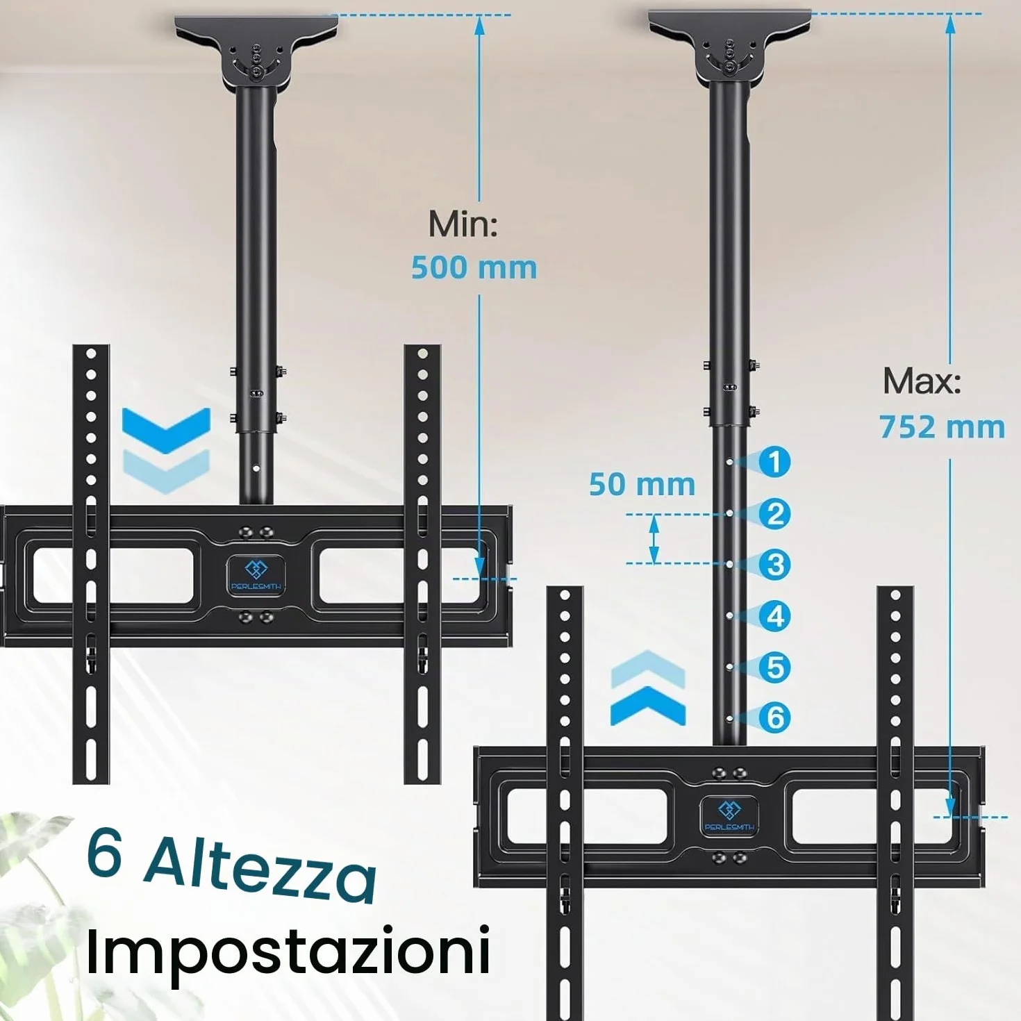 Supporto per TV da Soffitto Regolabile Girevole 26-65 pollici VESA 400x400mm 50kg