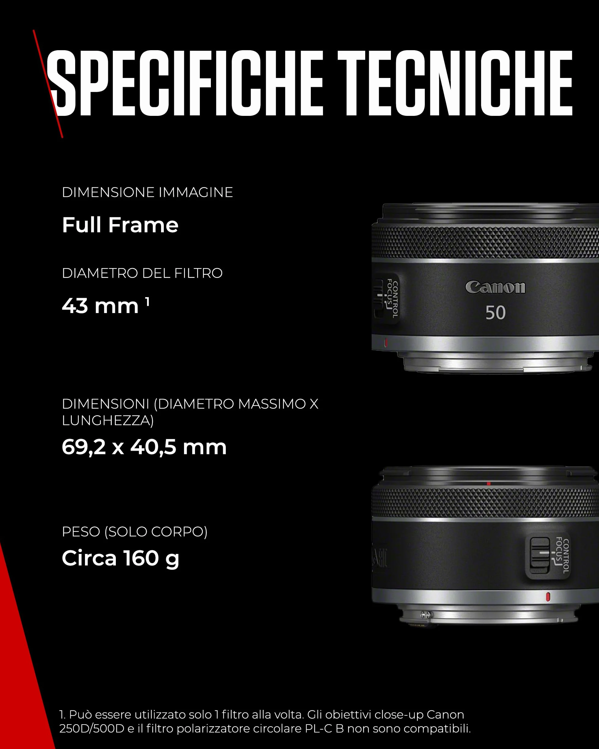 Canon Obiettivo RF 50mm F1.8 STM Compatto e Leggero per Fotocamere EOS Serie R