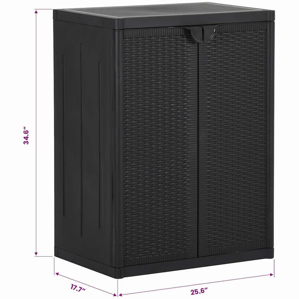 vidaXL Armadio da Giardino Rattan PP 65x45x88 cm Nero