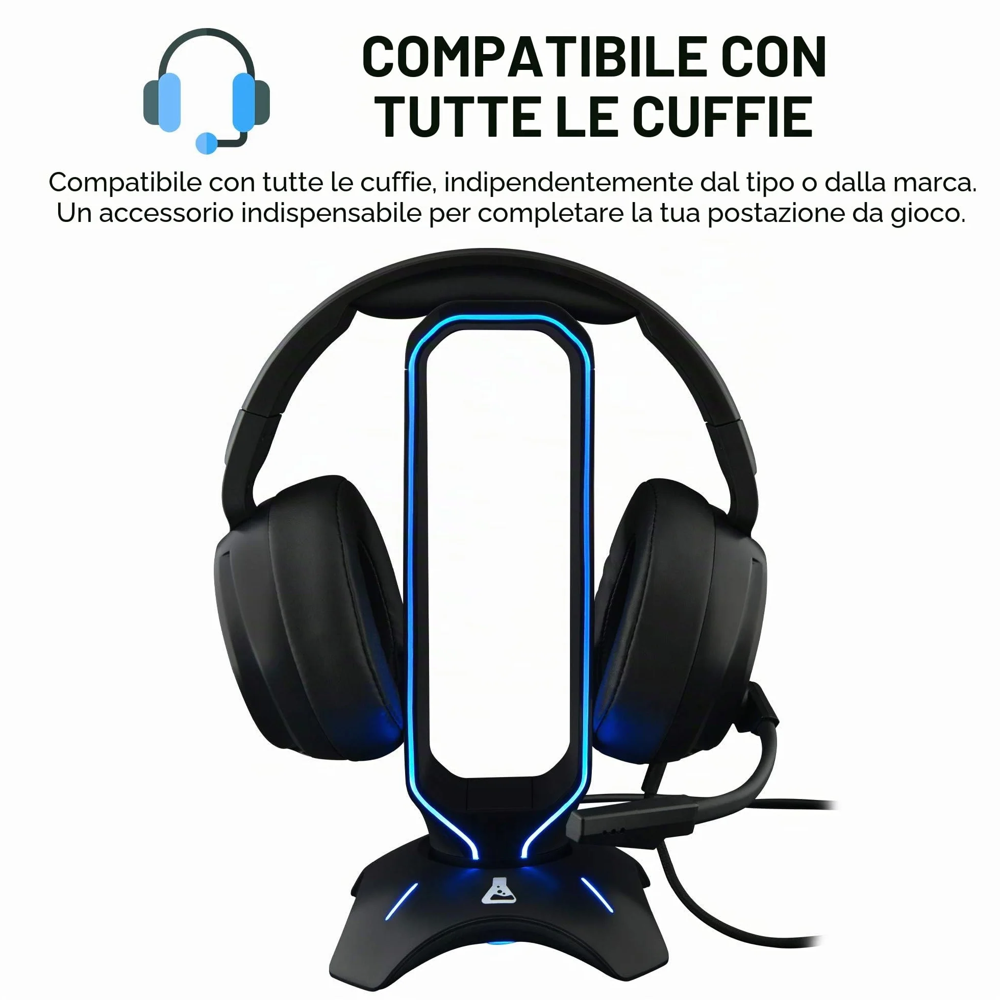 The G-Lab K-Stand RADON Supporto per Cuffie da Gioco RGB USB HUB Base Antiscivolo Nero