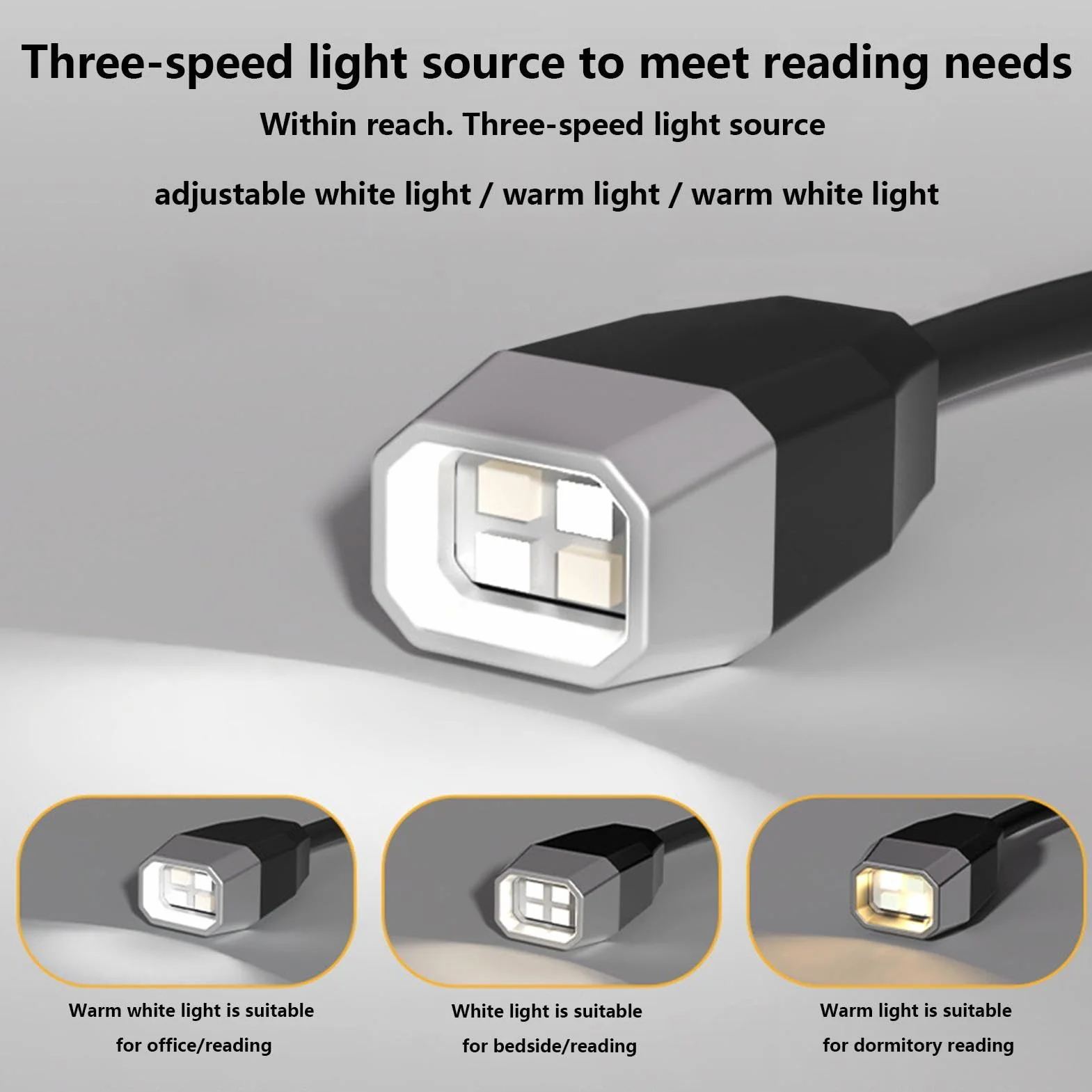 Générique Ear Wearing Reading Light, Ricaricabile Led Folding Ear Light, Regolabile Lightweight for Home, Travel, Camping