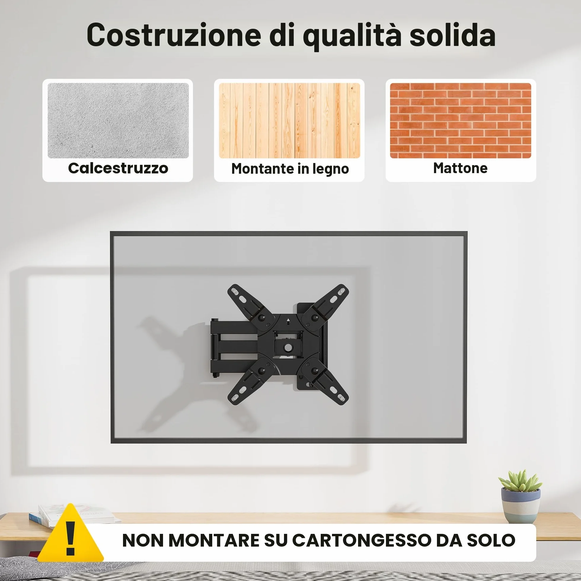 BONTEC Supporto TV Parete 13-42 Pollici, Staffa TV Universale Girevole Inclinabile Rotazione 360°, VESA 200x200, 20 Kg