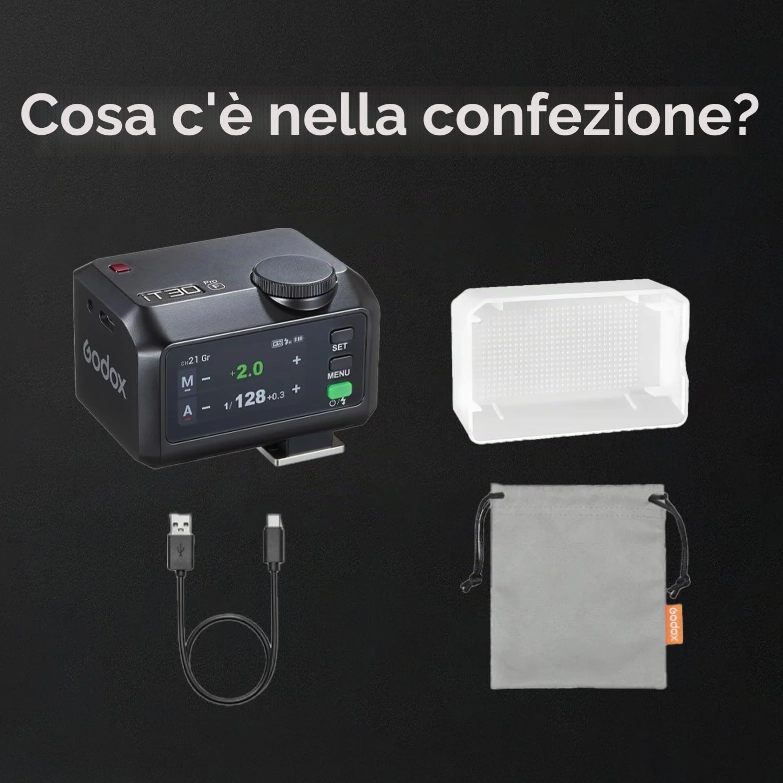 Flash Godox IT30Pro F per Fujifilm con Diffusore, Speedlite TTL HSS 1/8000s Touchscreen, Compatibile X100VI GFX100RF XS20 XS10 XT30 II XT5 XM5 GFX50S GFX50R X-T4 X-T3 X-E4