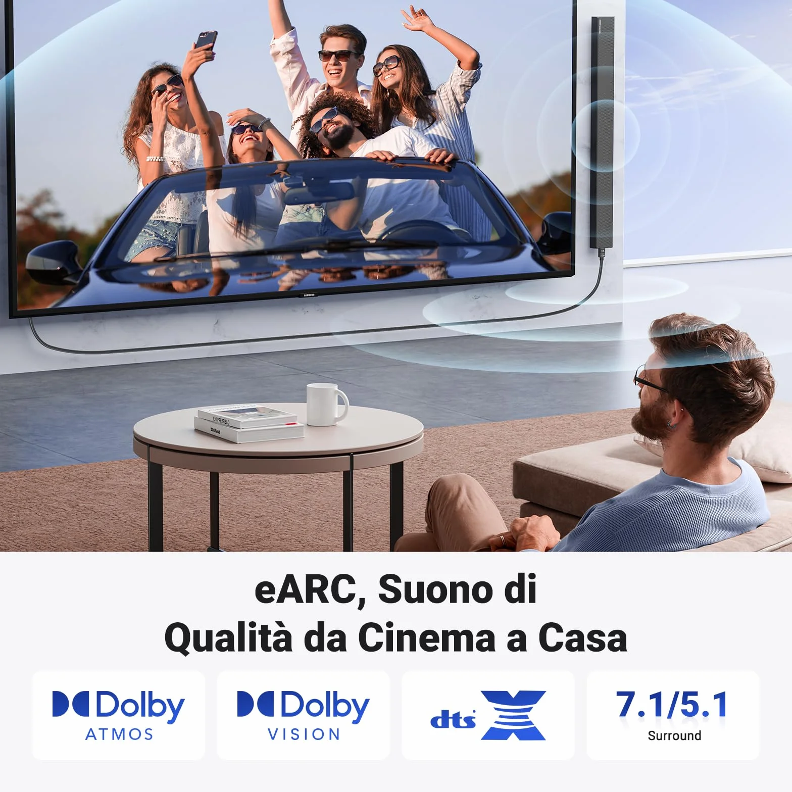 UGREEN Cavo HDMI 2.1 Certificato 8K 48Gbps 4K 120Hz eARC HDCP2.3 HDR Dolby Atmos VRR Nylon Intrecciato 2M