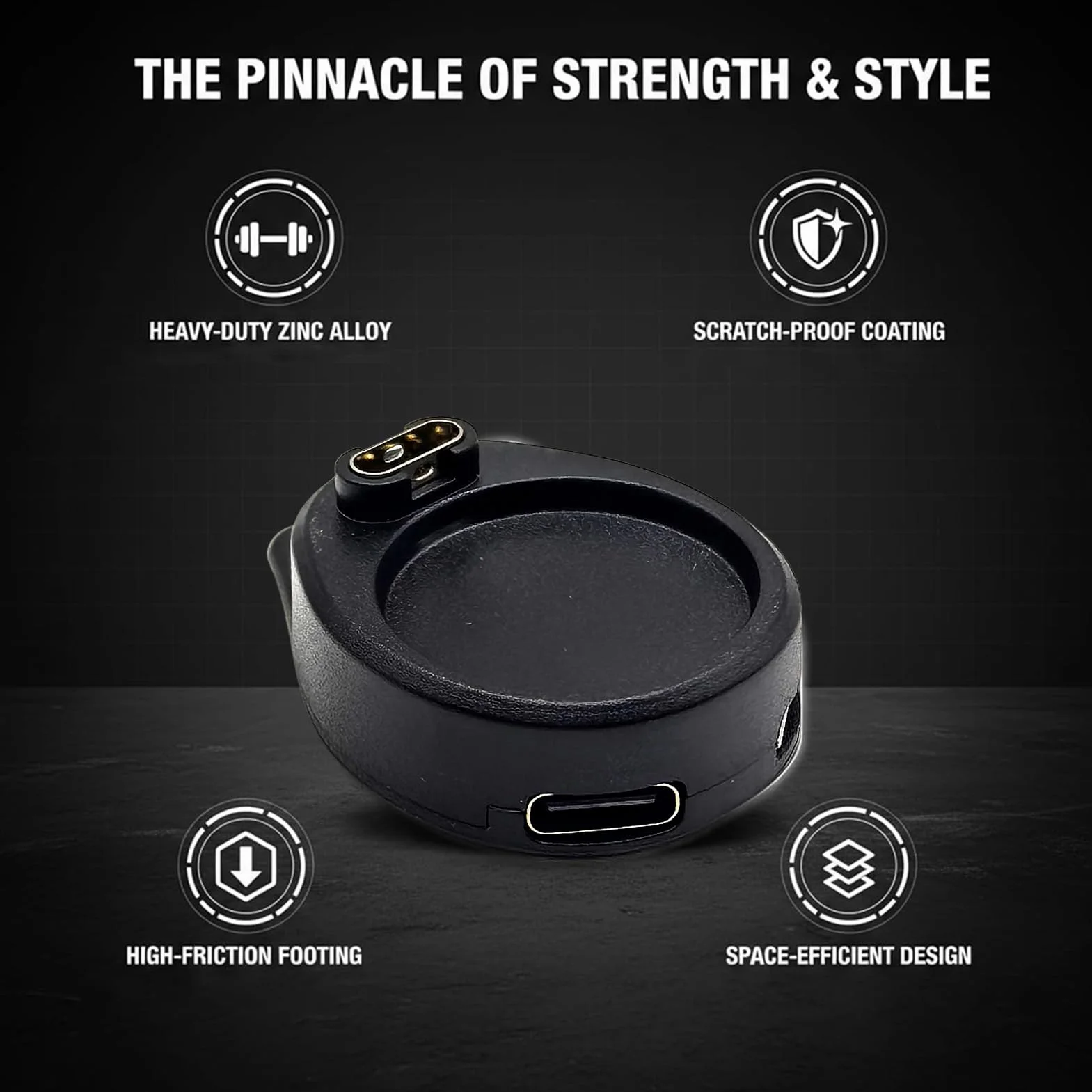Caricatore USB-C/Micro Base Magnetica Rinforzata per Garmin Fenix 8/7/6/5, Forerunner 55/245/255/945, Venu 3/2, Vivoactive, Instinct, Approach, Vivomove Nero