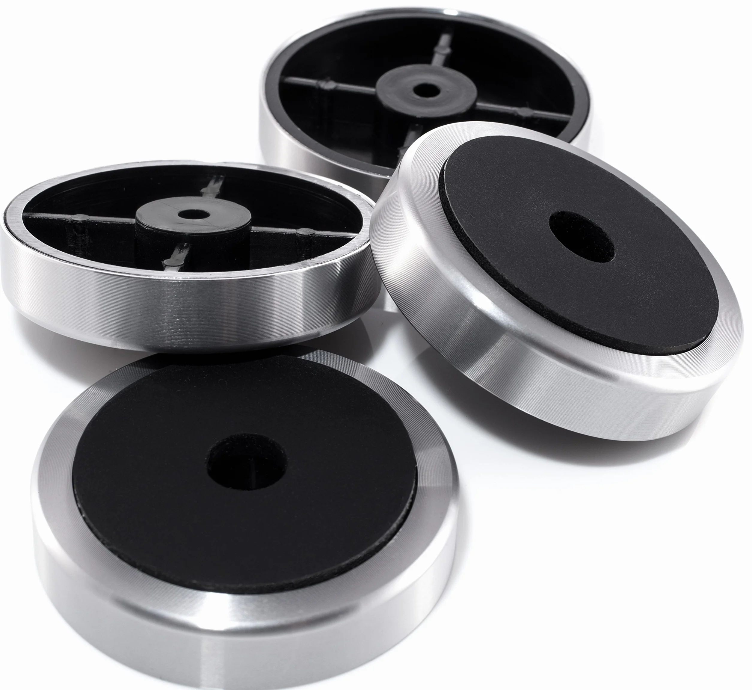 Piedi in Aluminio 45x15 Hifi Audio Assorbenti Argento 4x