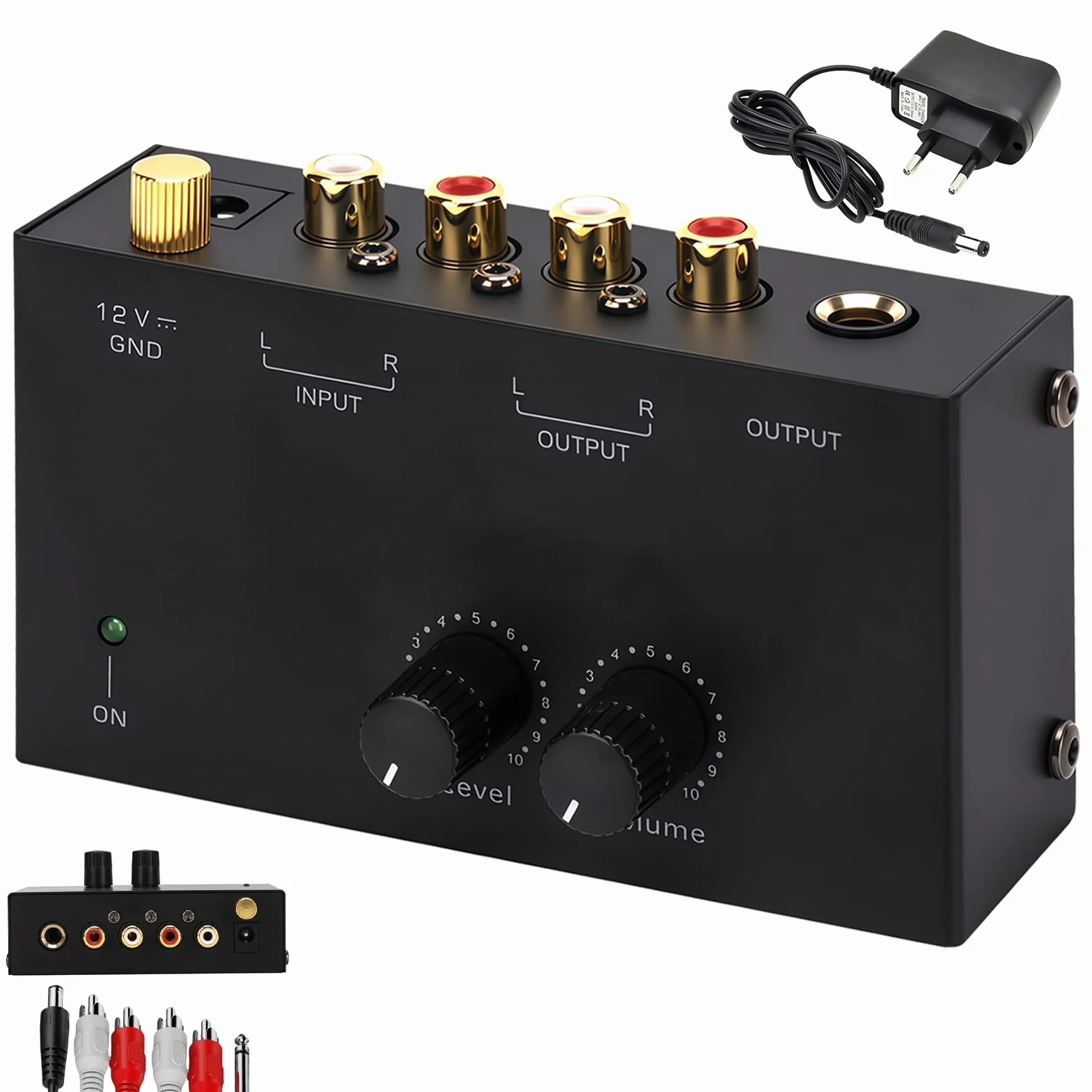 Phono preamplificatore giradischi MM con ingressi e uscite RCA, amplificatore stereo DC 12V