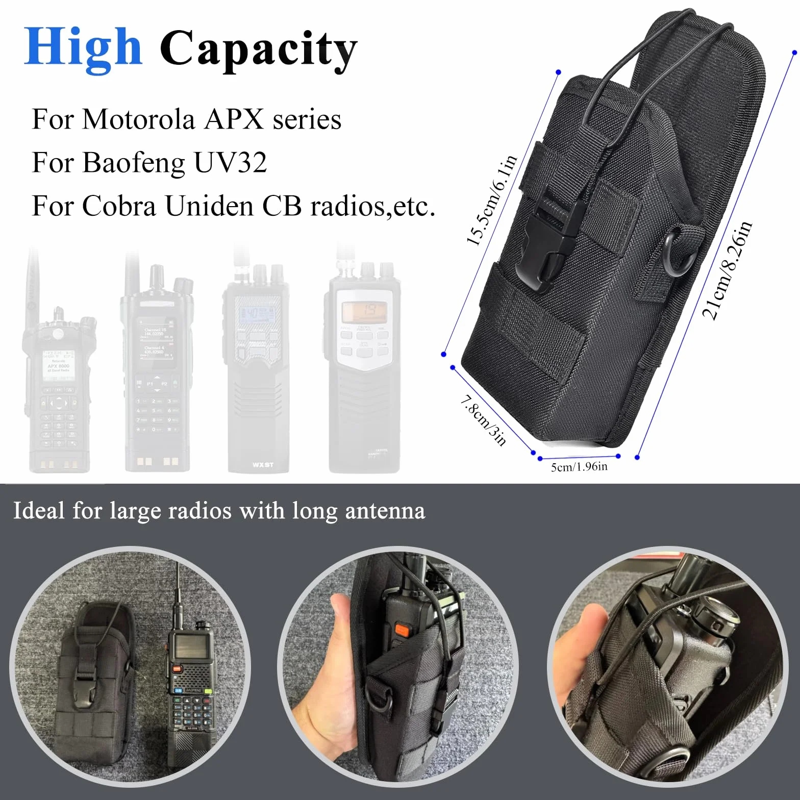Custodia Tattica per Radio con Sistema MOLLE, Supporto Walkie Talkie in Nylon, Cintura Regolabile Compatibile Motorola Kenwood Baofeng Midland