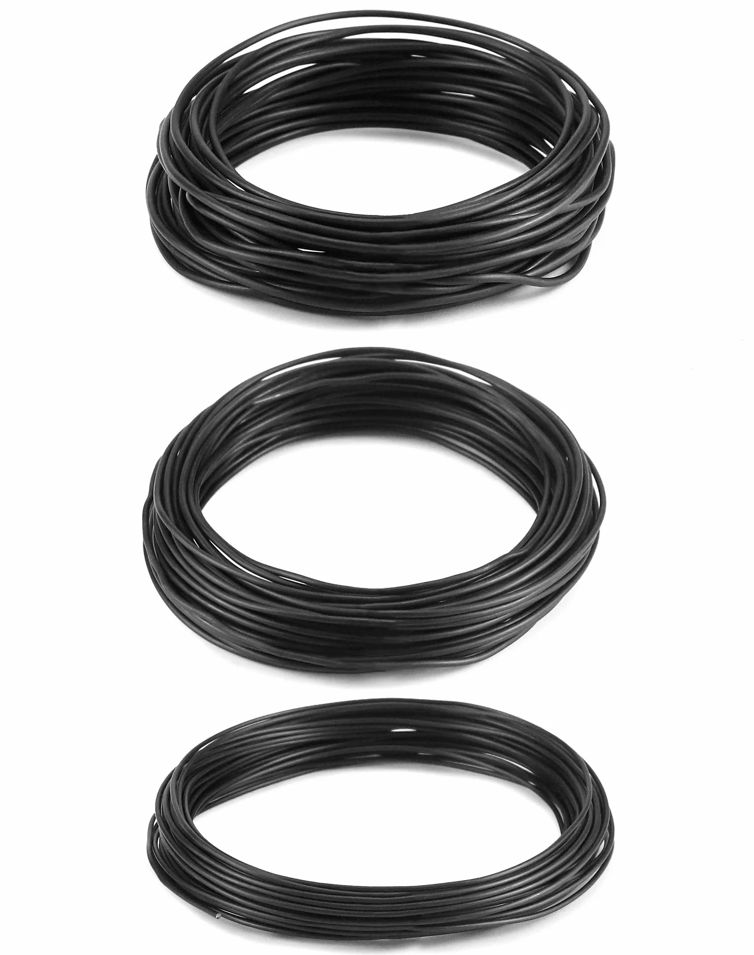 QWORK® 3 Rotoli Filo Bonsai Modellabile, Filo Alluminio Anodizzato per Bonsai Giardinaggio, 1,0mm/1,5mm/2,0mm, Ogni Rotolo 10m (Nero)