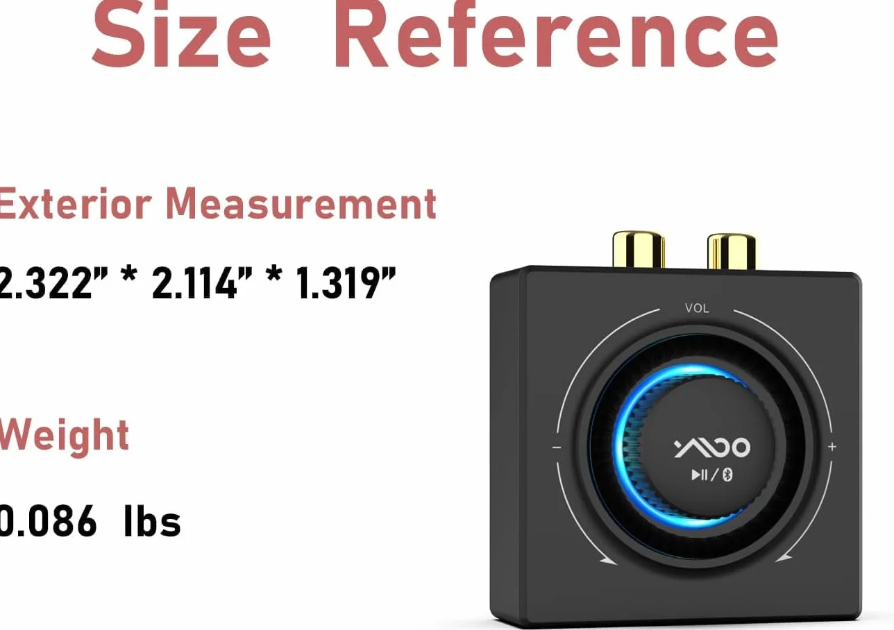 YMOO Ricevitore Bluetooth 5.3 HiFi Audio 3.5mm RCA Jack, Adattatore Aux per Impianto Stereo