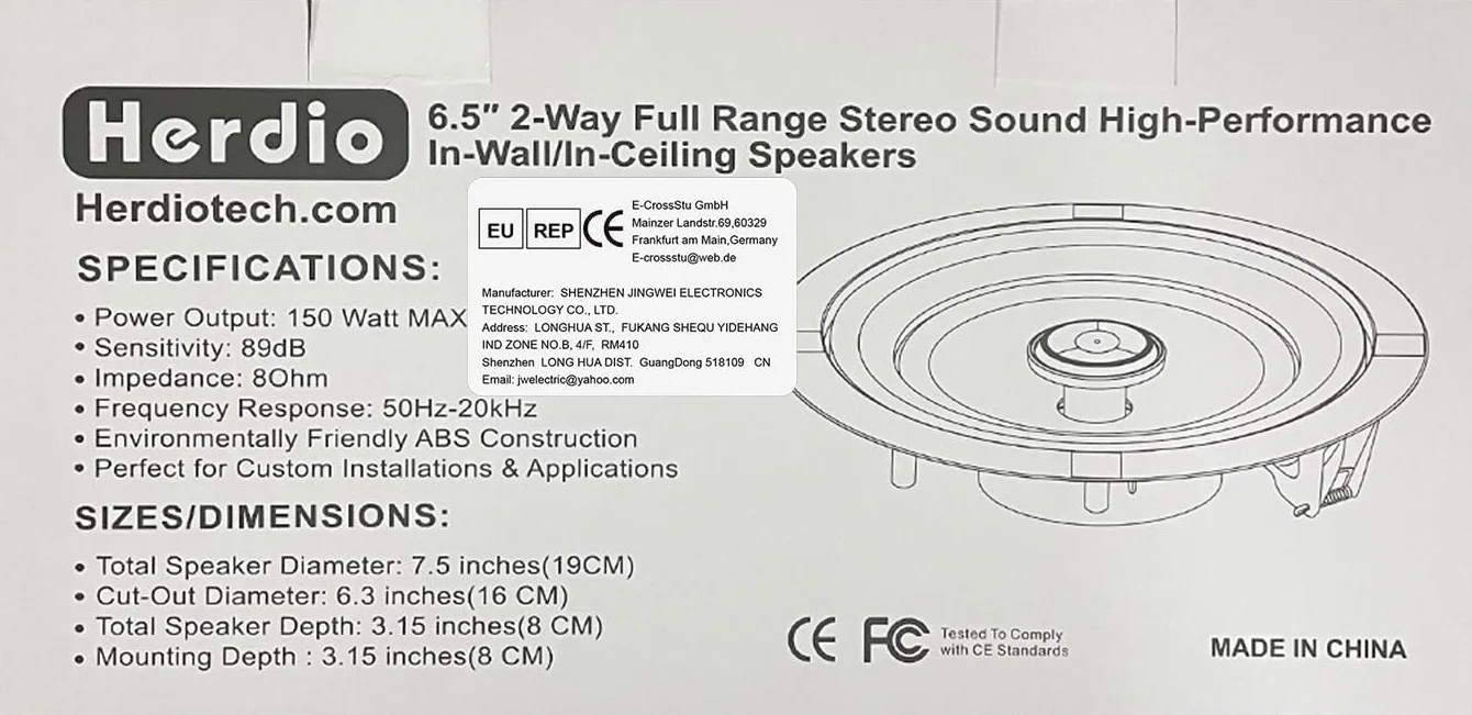 Herdio 6.5 pollici 4PCS 600W Altoparlanti da soffitto Sistema altoparlanti domestici da incasso
